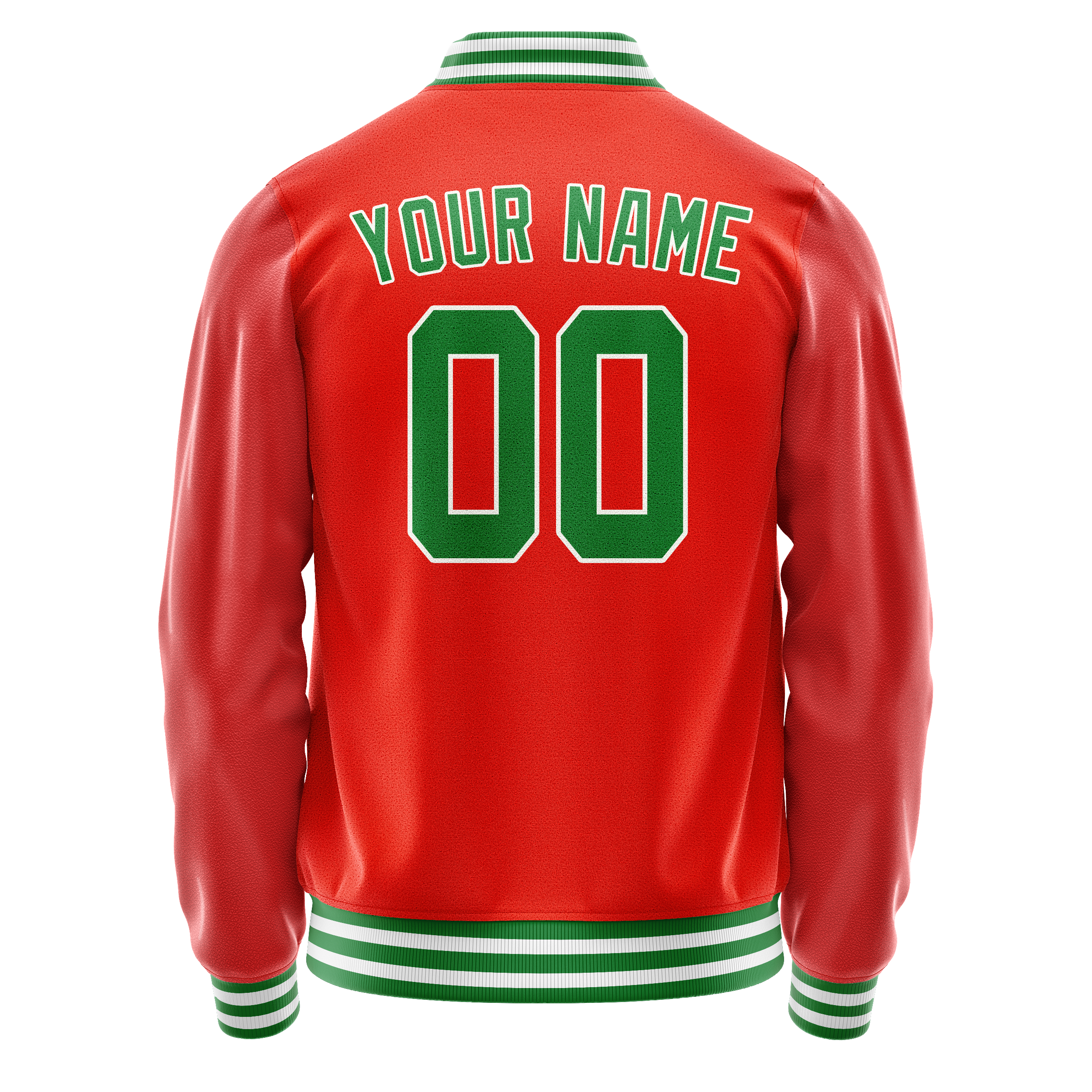 Custom Orange Teal Solid Color Varsity Letterman Jacket JA02240617XE341