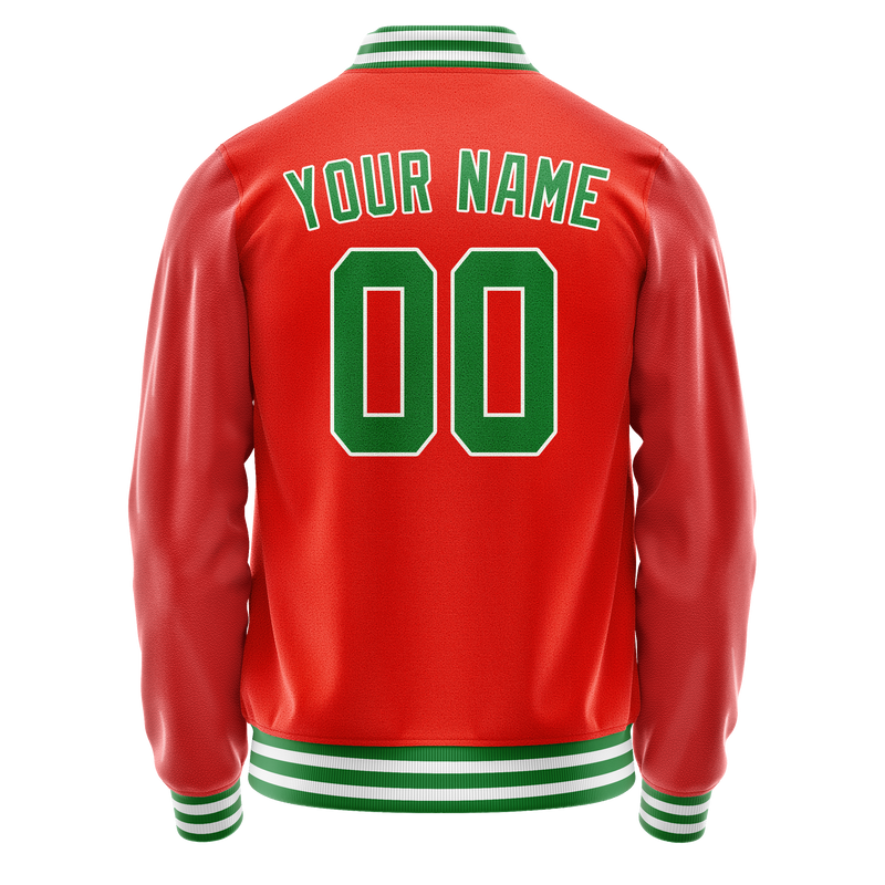 Custom Orange Teal Solid Color Varsity Letterman Jacket JA02240617XE341