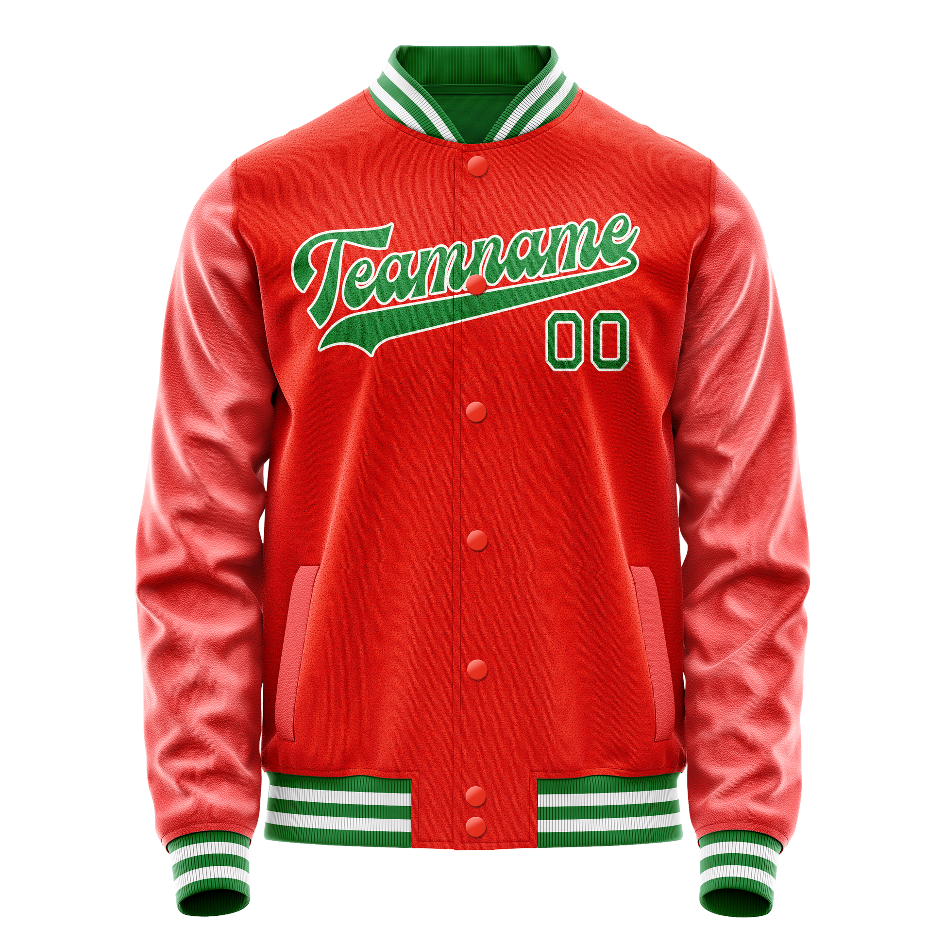 Custom Orange Teal Solid Color Varsity Letterman Jacket JA02240617XE341