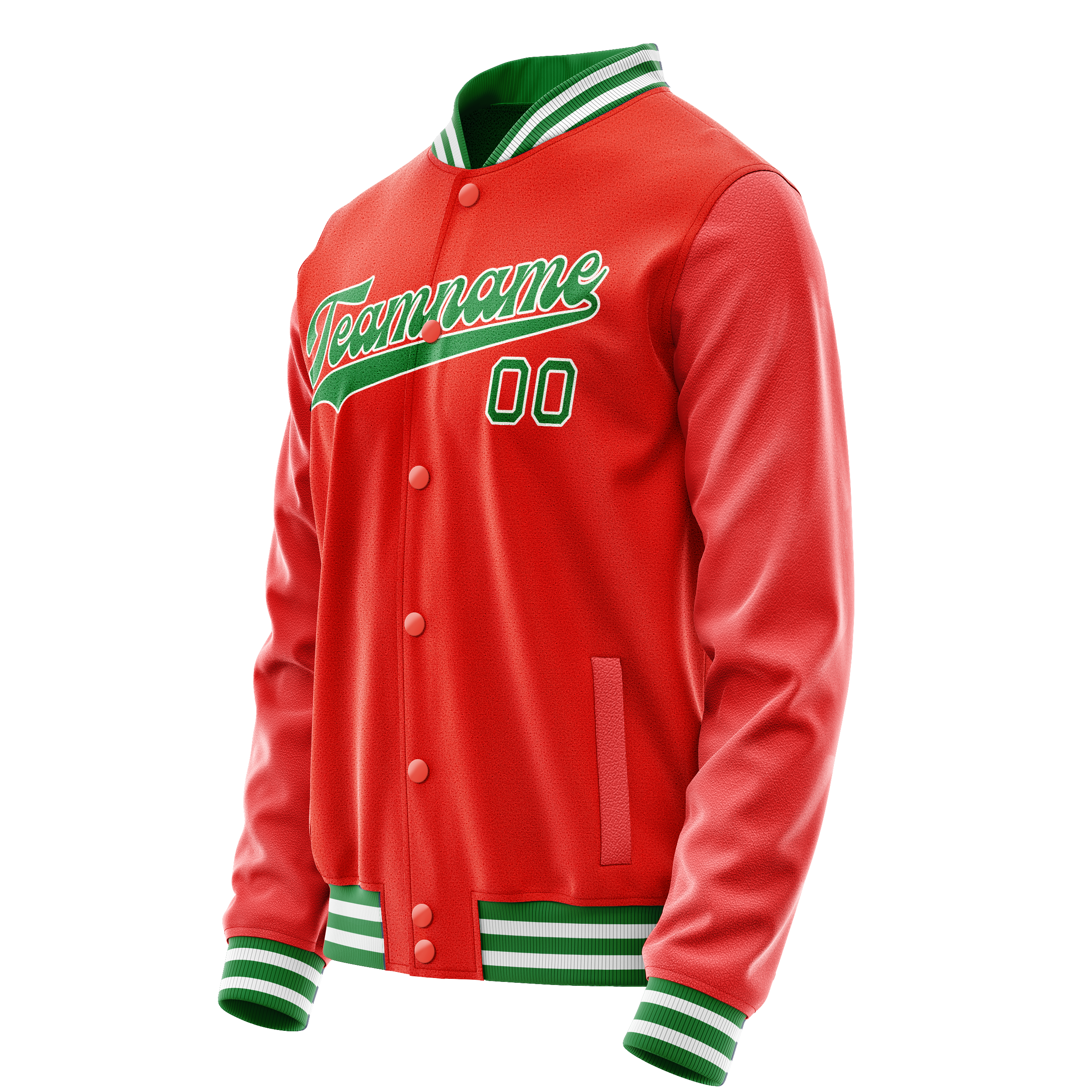 Custom Orange Teal Solid Color Varsity Letterman Jacket JA02240617XE341