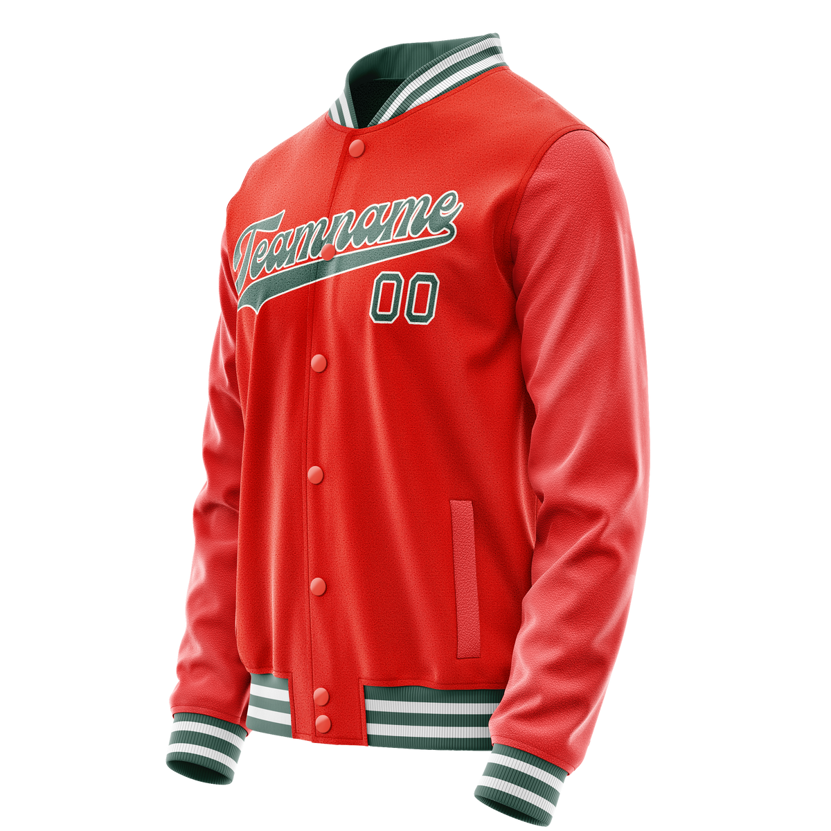 Custom Orange Teal Solid Color Varsity Letterman Jacket JA02240617XE331