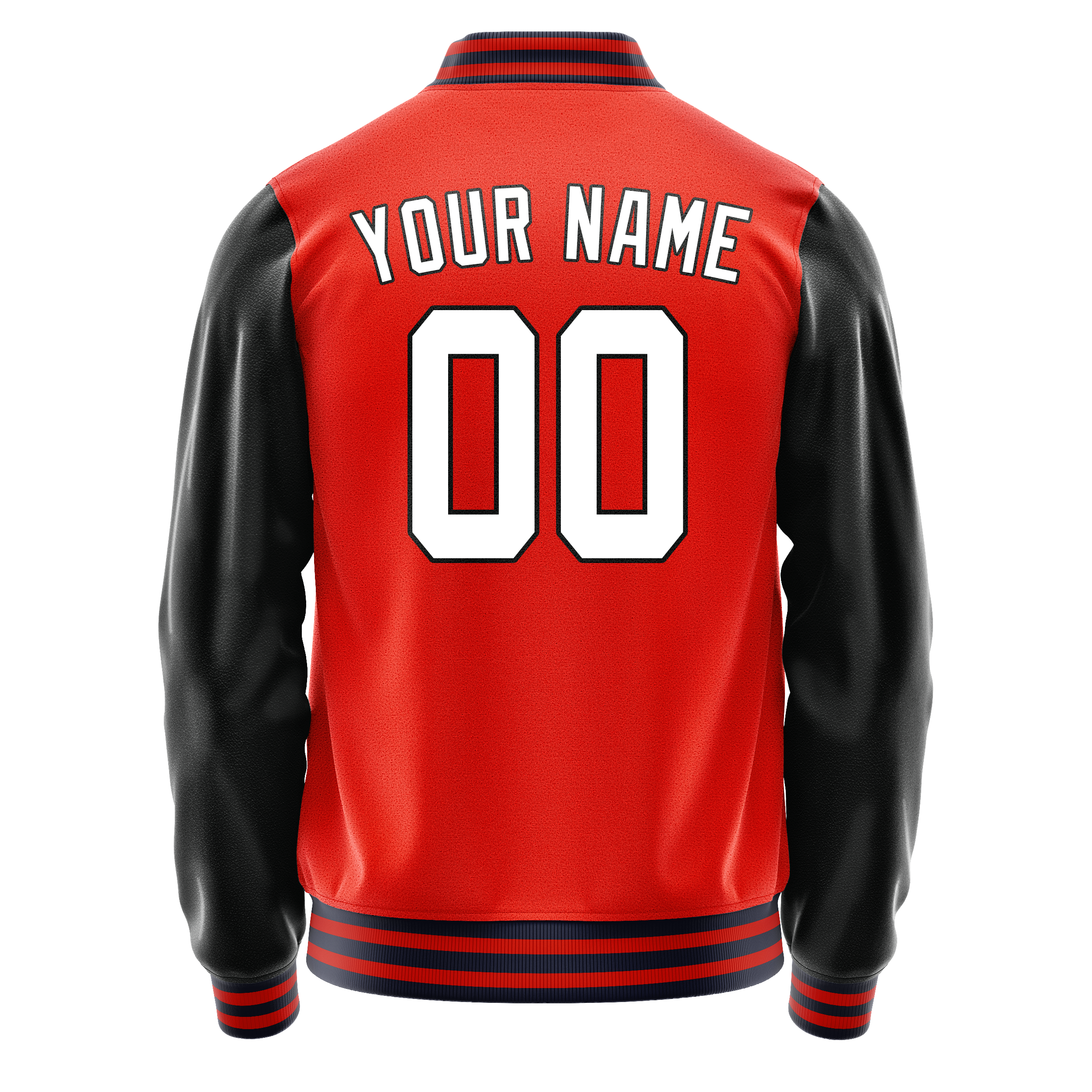 Custom Orange Black Solid Color Varsity Letterman Jacket JA02240617XE355