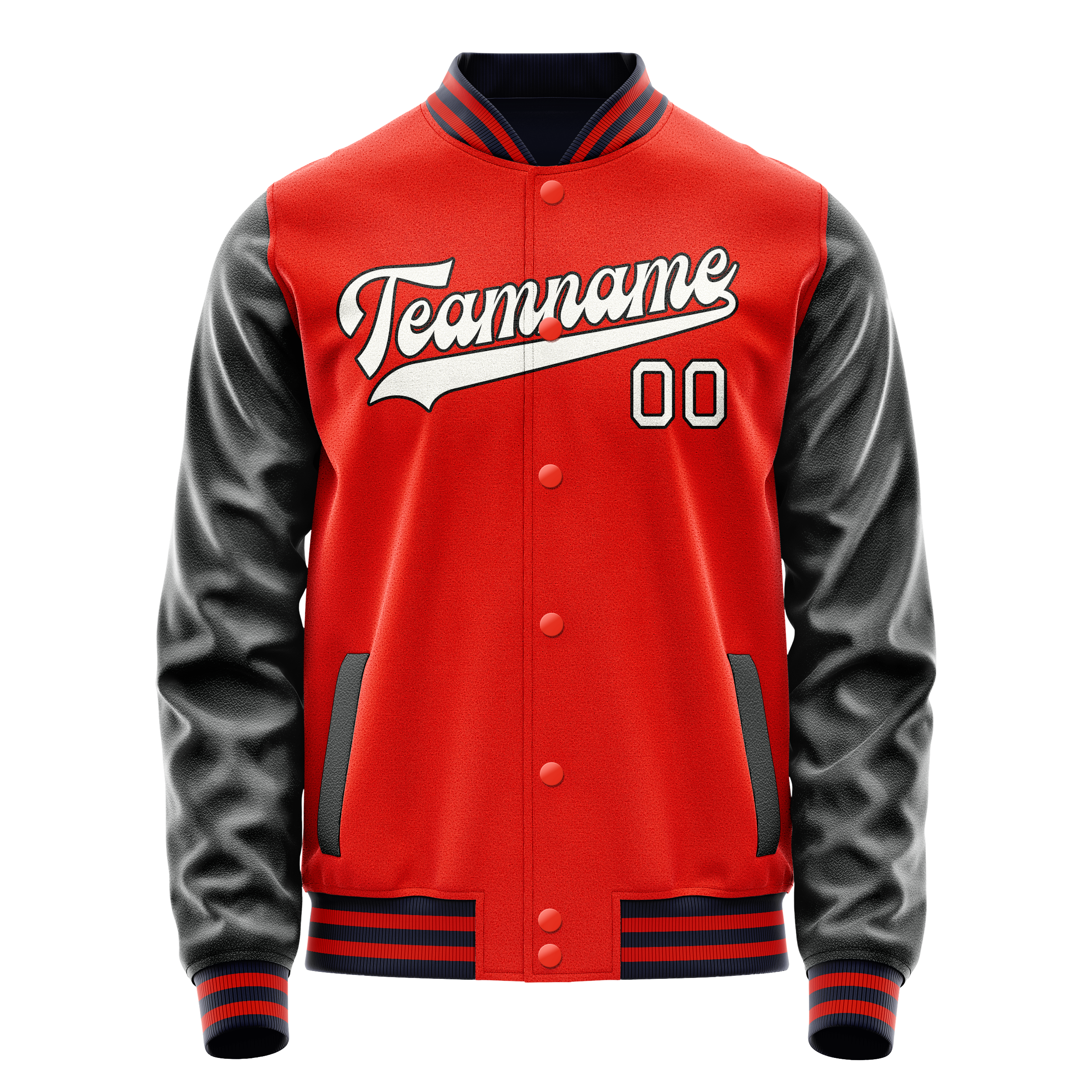 Custom Orange Black Solid Color Varsity Letterman Jacket JA02240617XE355