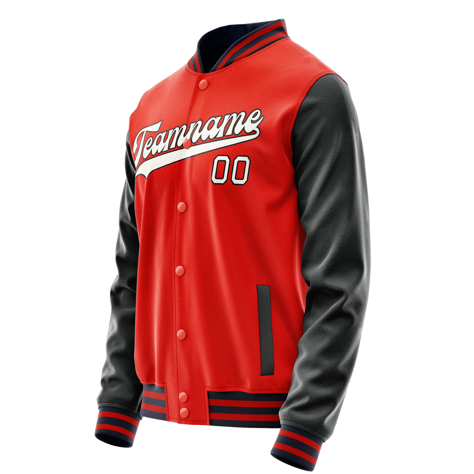Custom Orange Black Solid Color Varsity Letterman Jacket JA02240617XE355