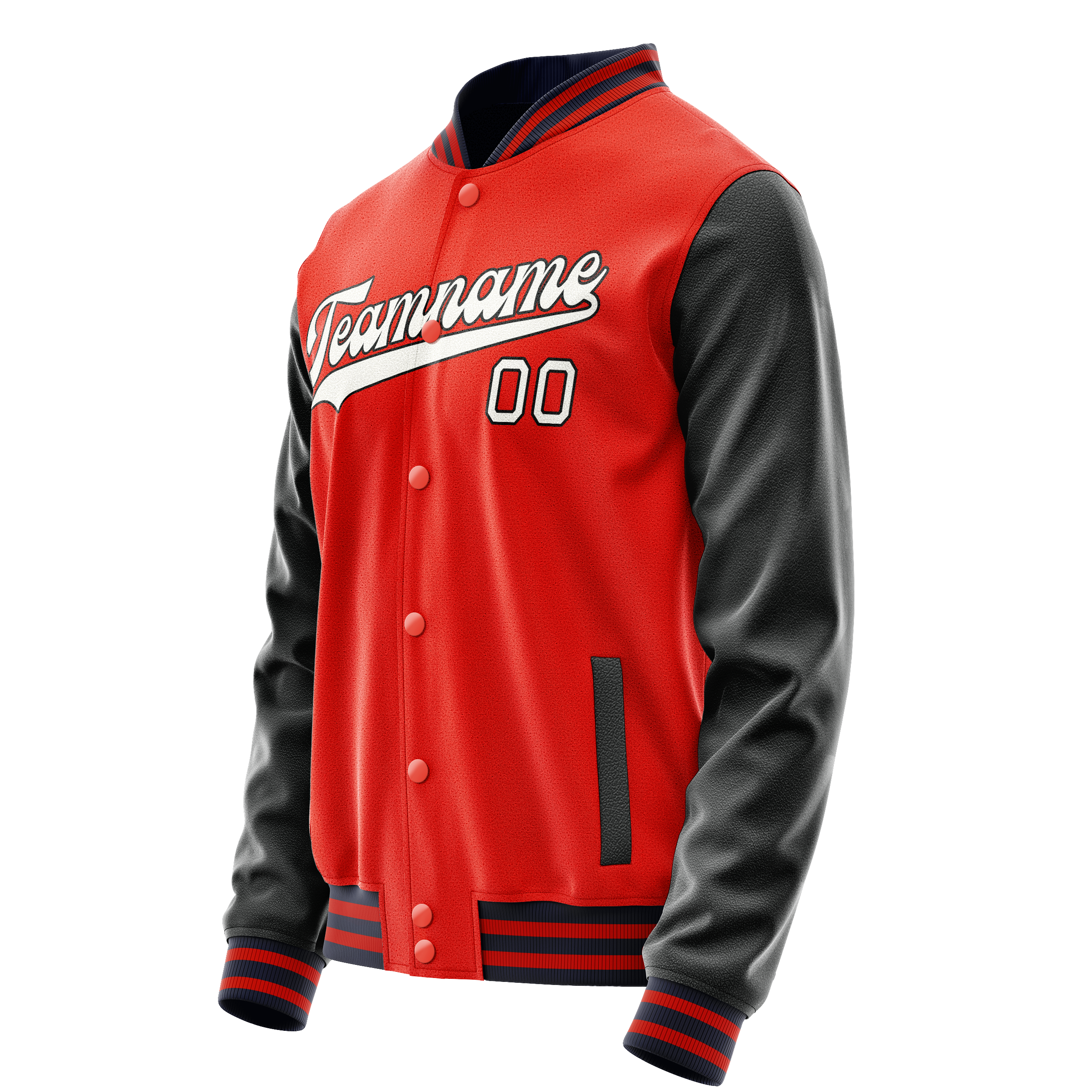 Custom Orange Black Solid Color Varsity Letterman Jacket JA02240617XE355