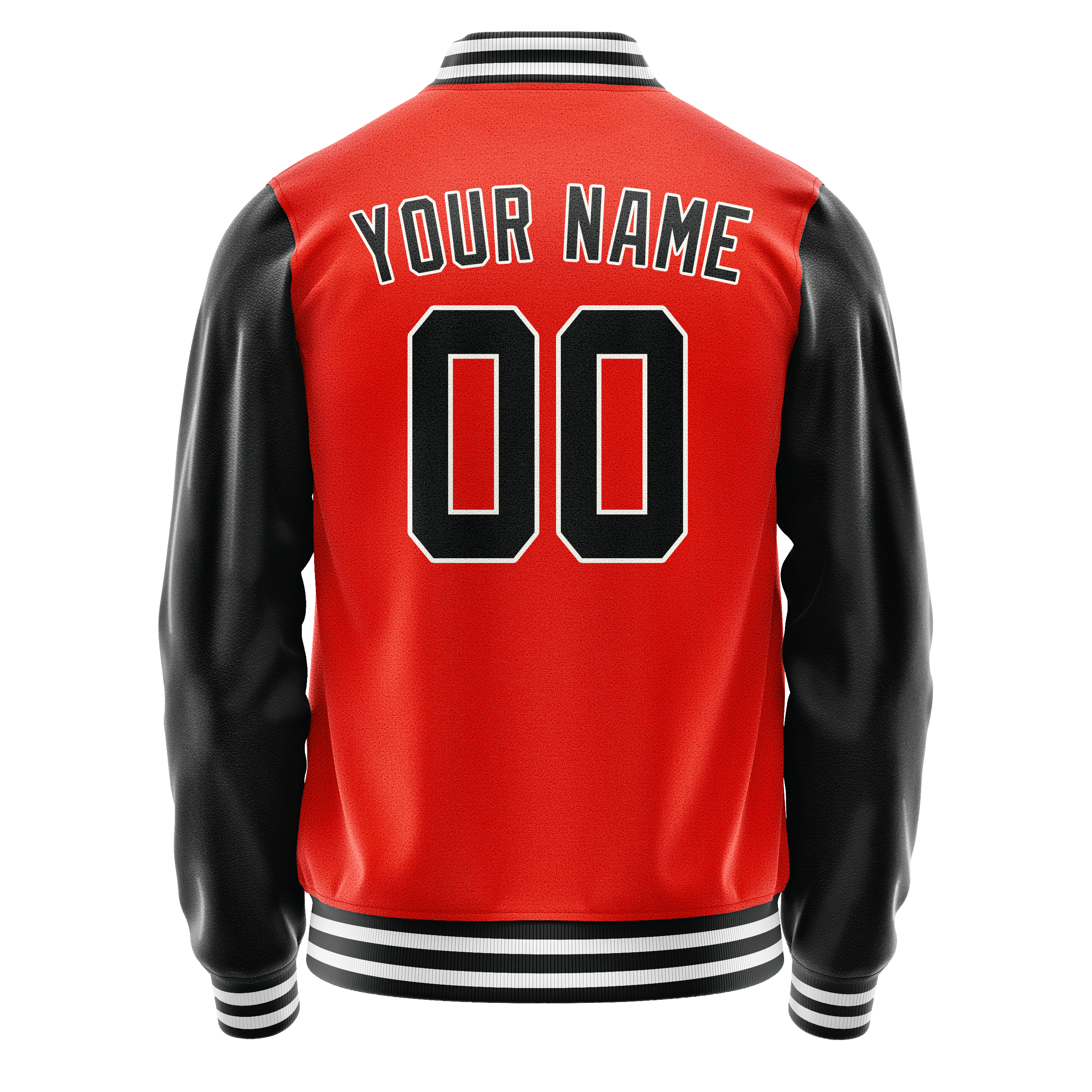 Custom Orange Black Solid Color Varsity Letterman Jacket JA02240617XE351