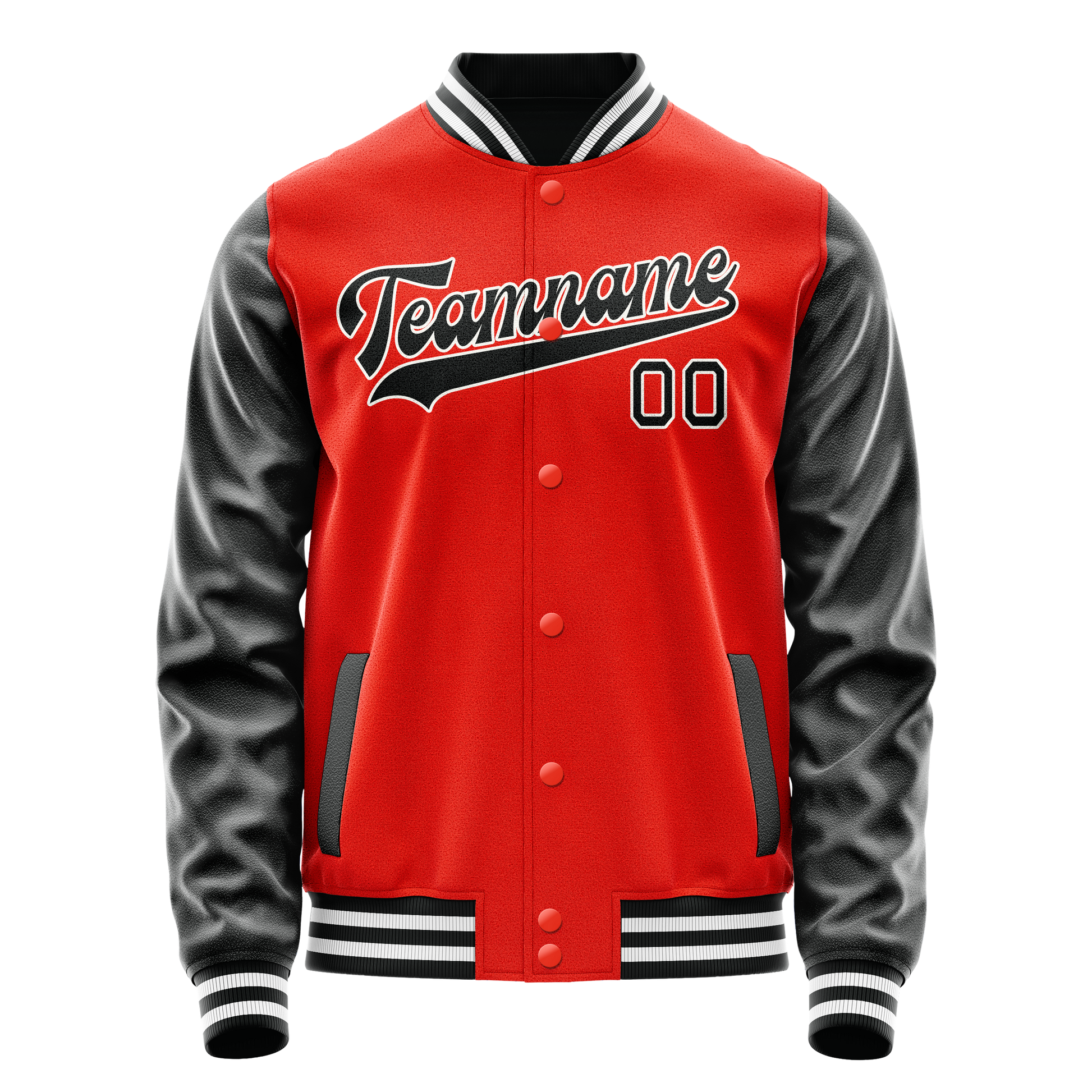 Custom Orange Black Solid Color Varsity Letterman Jacket JA02240617XE351
