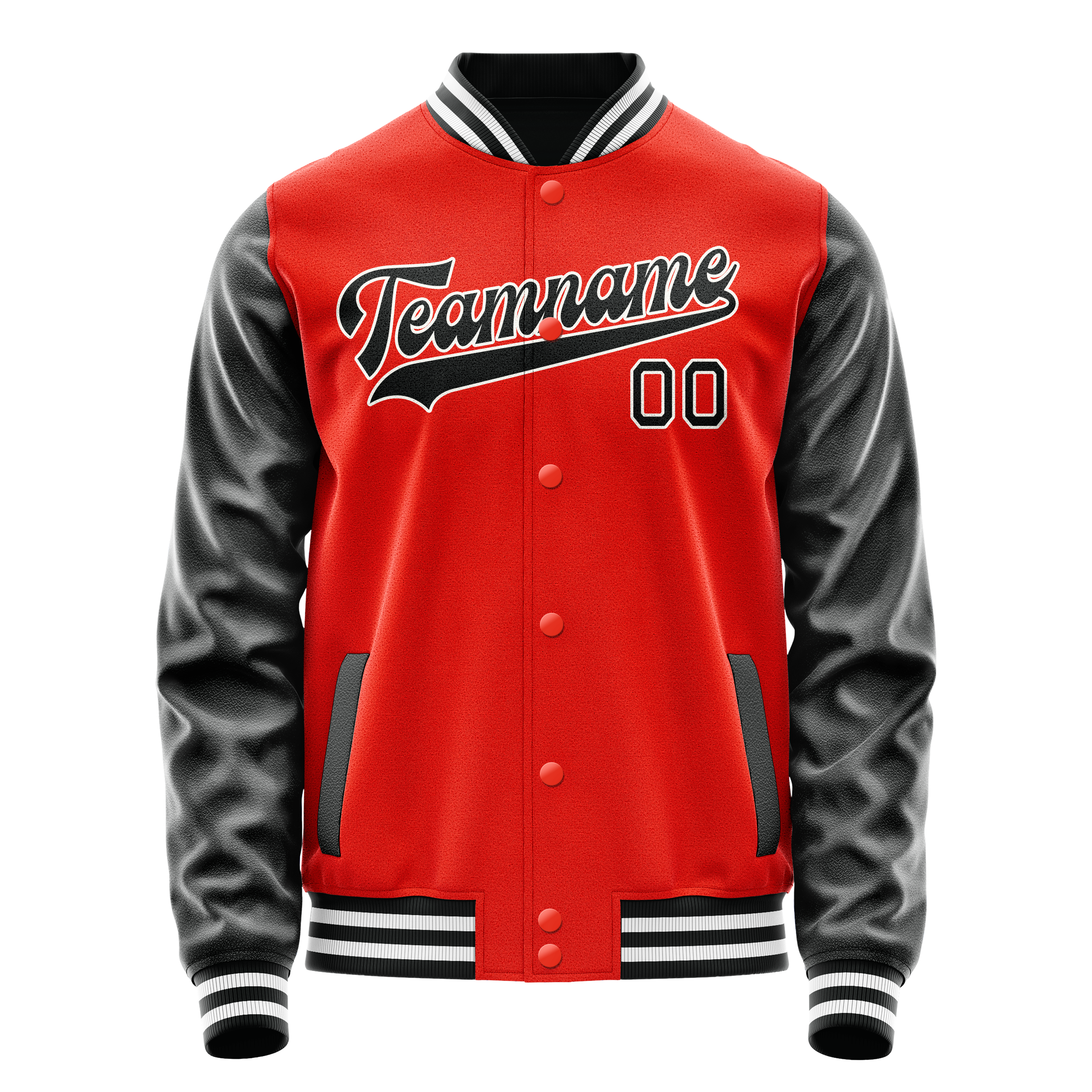 Custom Orange Black Solid Color Varsity Letterman Jacket JA02240617XE351