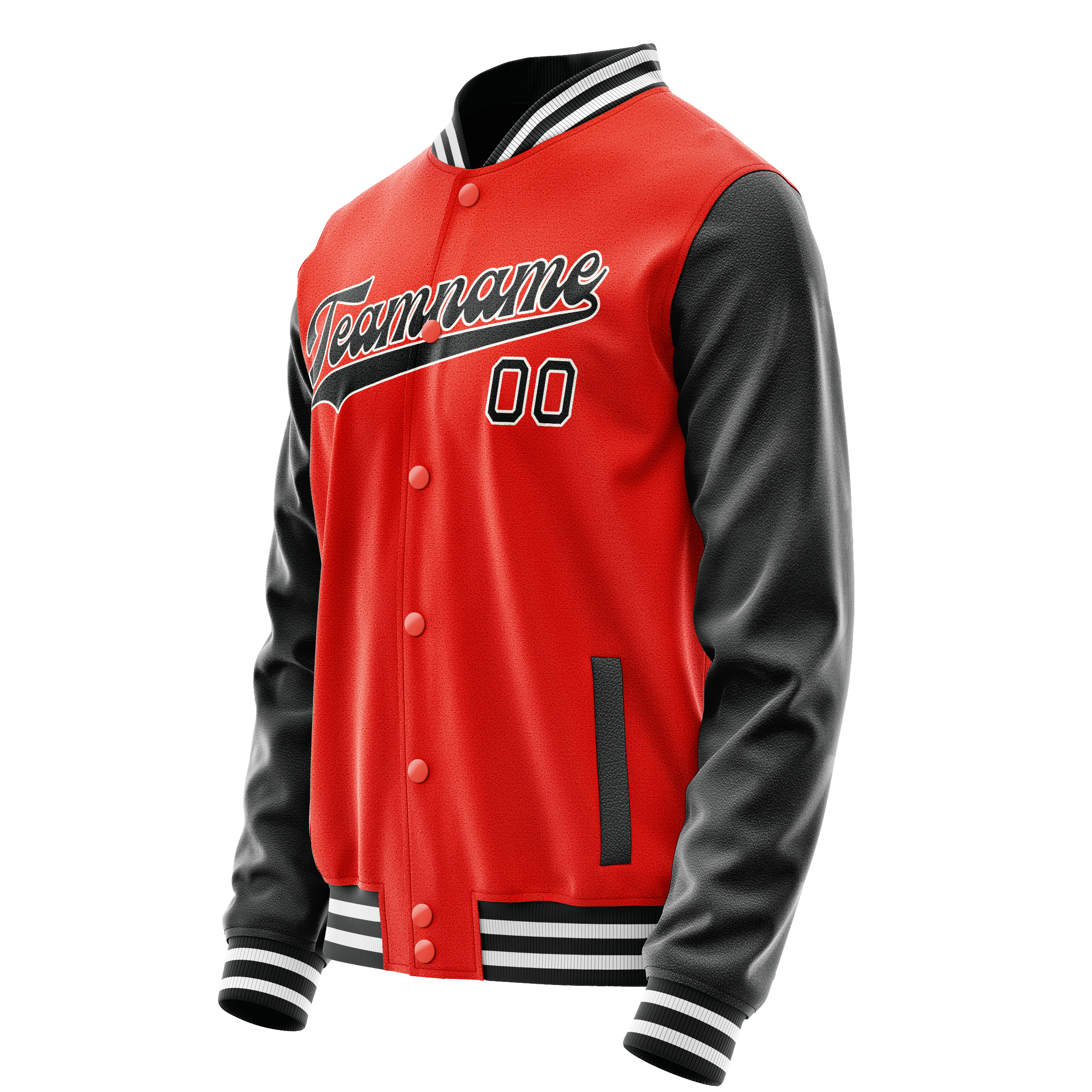 Custom Orange Black Solid Color Varsity Letterman Jacket JA02240617XE351