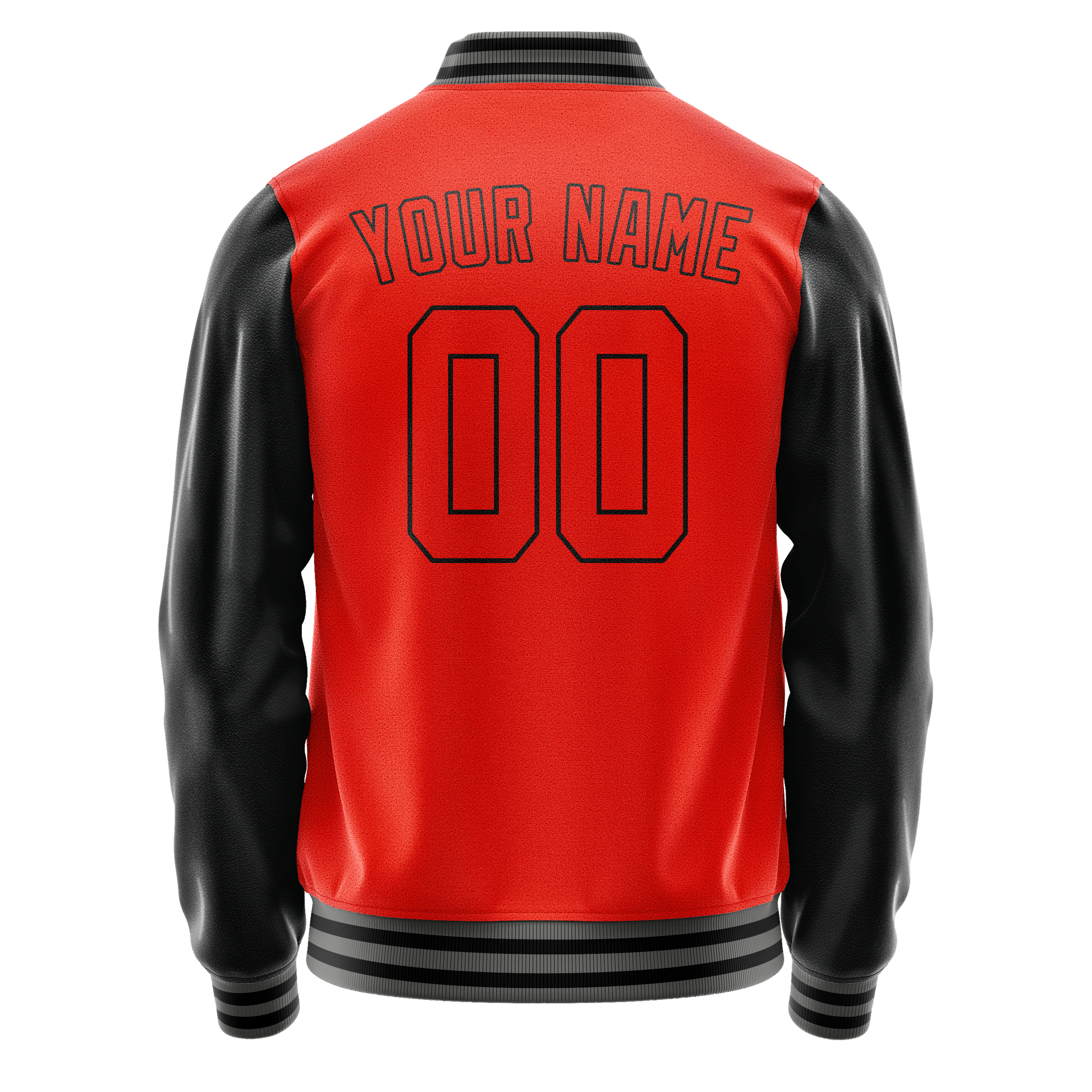 Custom Orange Black Solid Color Varsity Letterman Jacket JA02240617XE338