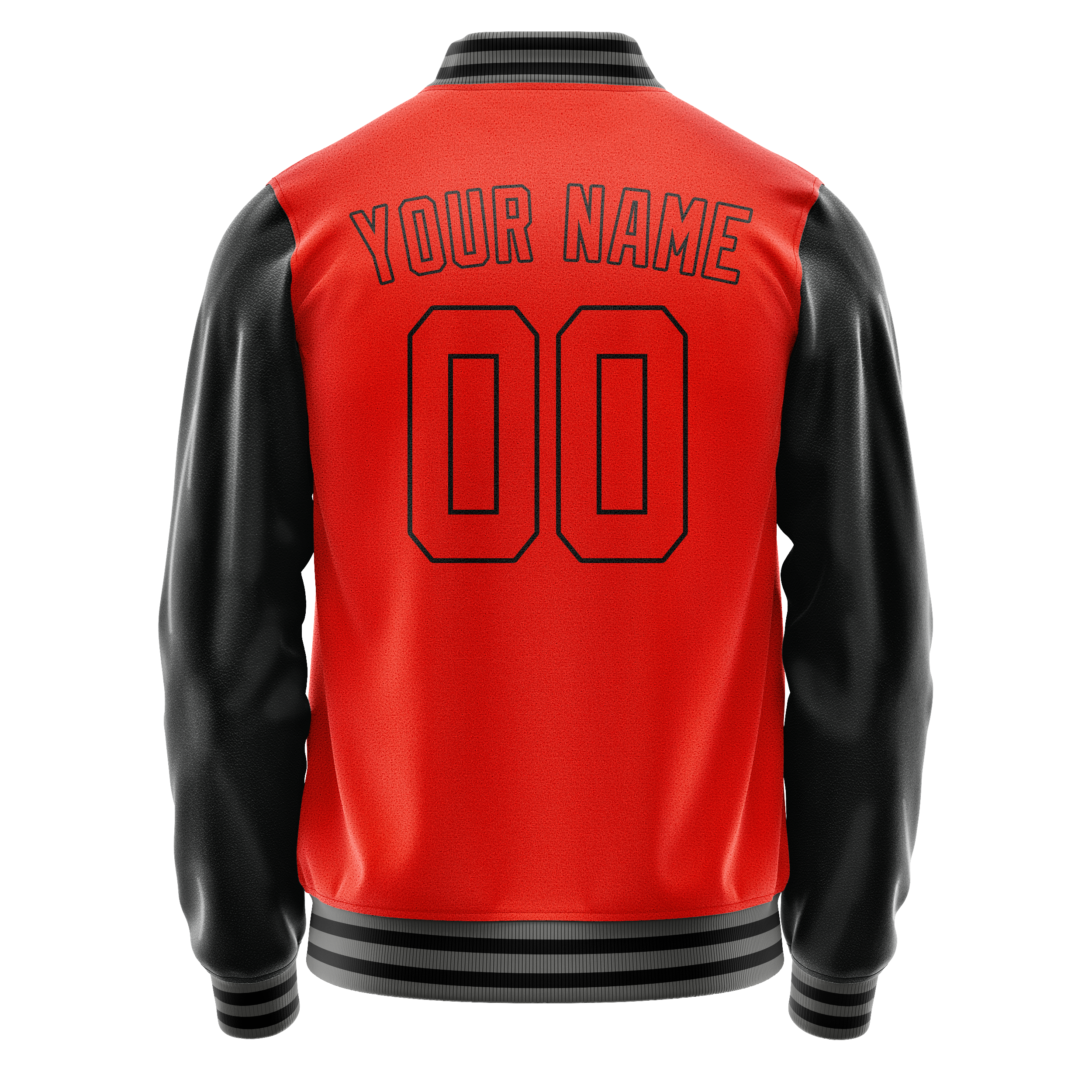 Custom Orange Black Solid Color Varsity Letterman Jacket JA02240617XE338