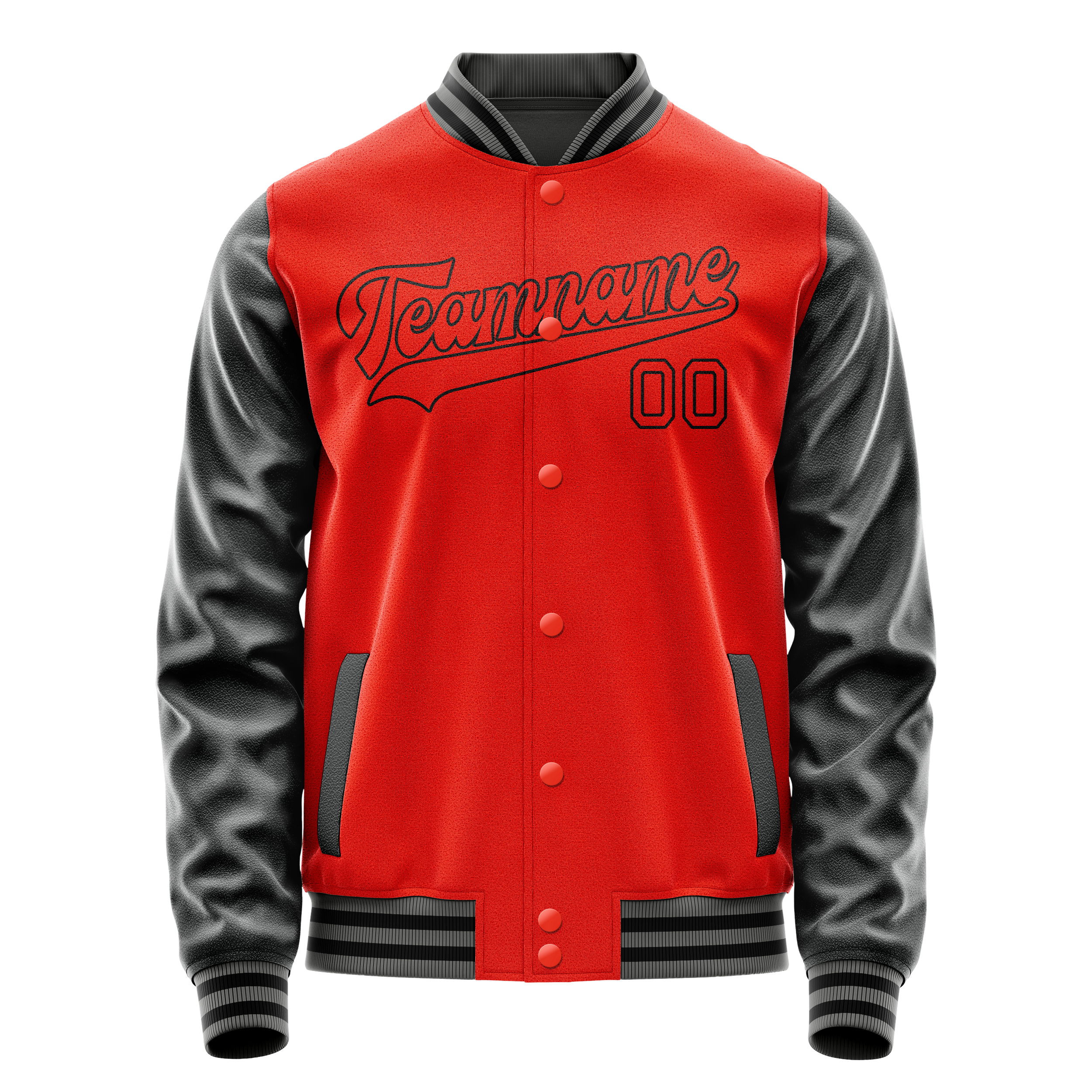 Custom Orange Black Solid Color Varsity Letterman Jacket JA02240617XE338