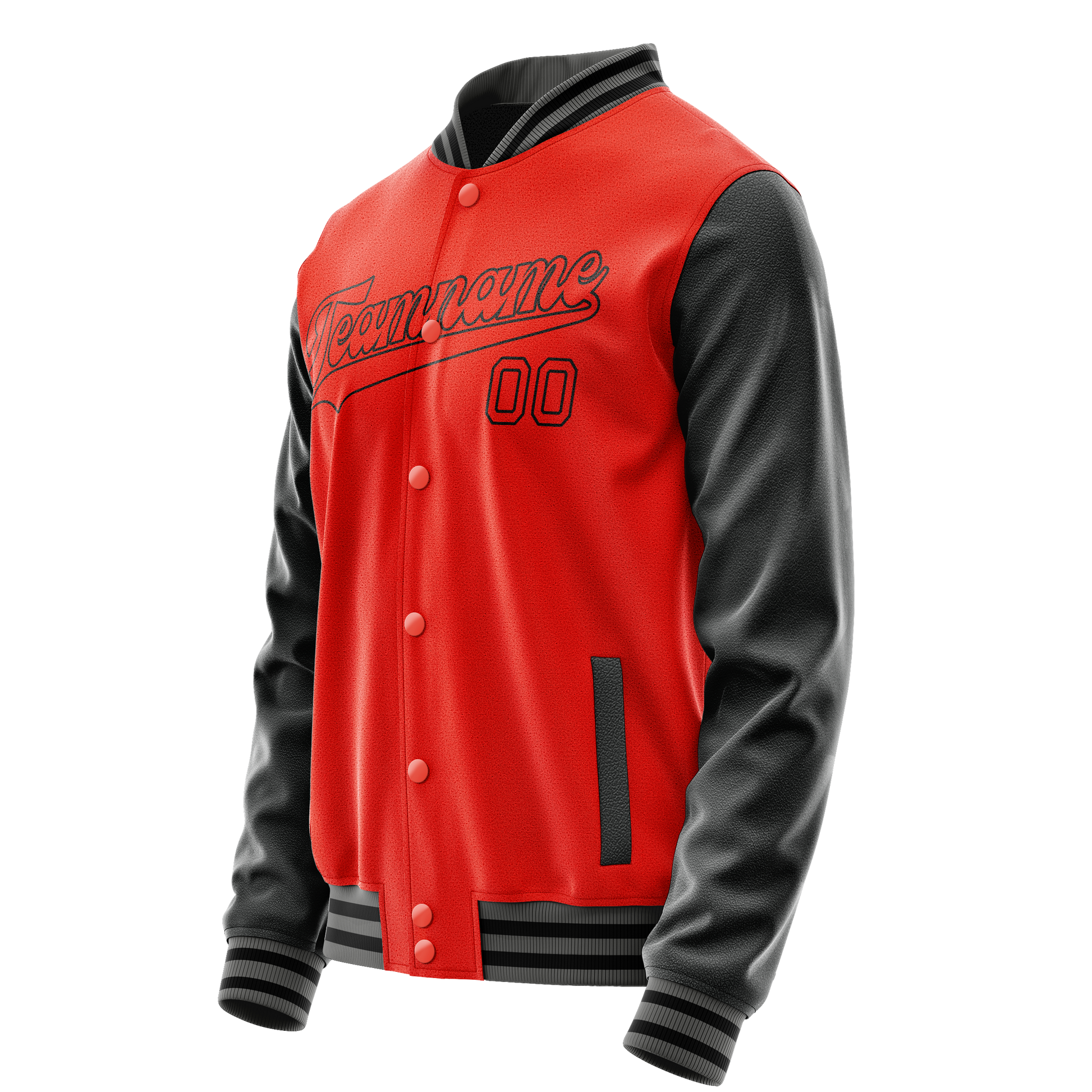 Custom Orange Black Solid Color Varsity Letterman Jacket JA02240617XE338