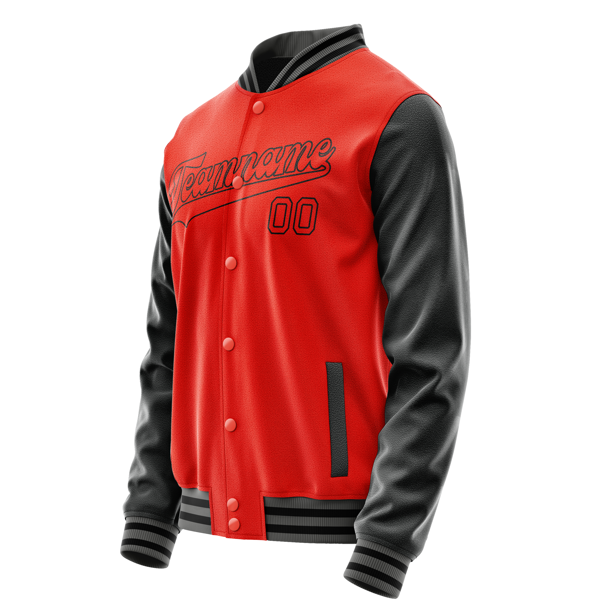 Custom Orange Black Solid Color Varsity Letterman Jacket JA02240617XE338