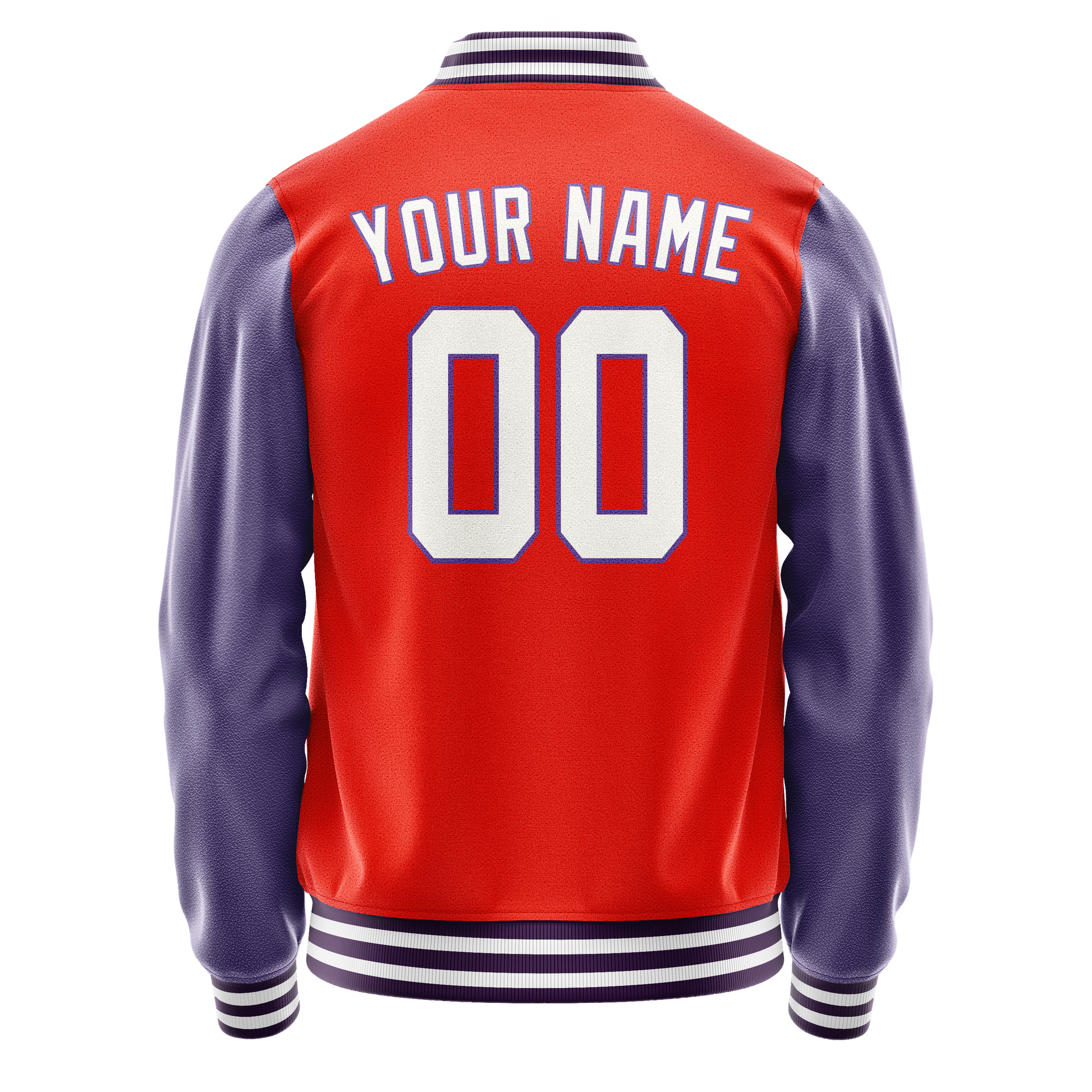 Custom Orange Purple Solid Color Varsity Letterman Jacket JA02240617XE329