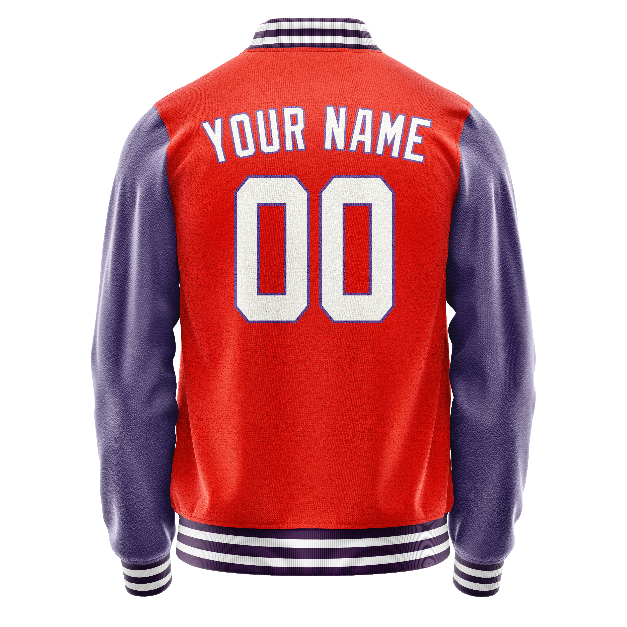 Custom Orange Purple Solid Color Varsity Letterman Jacket JA02240617XE329