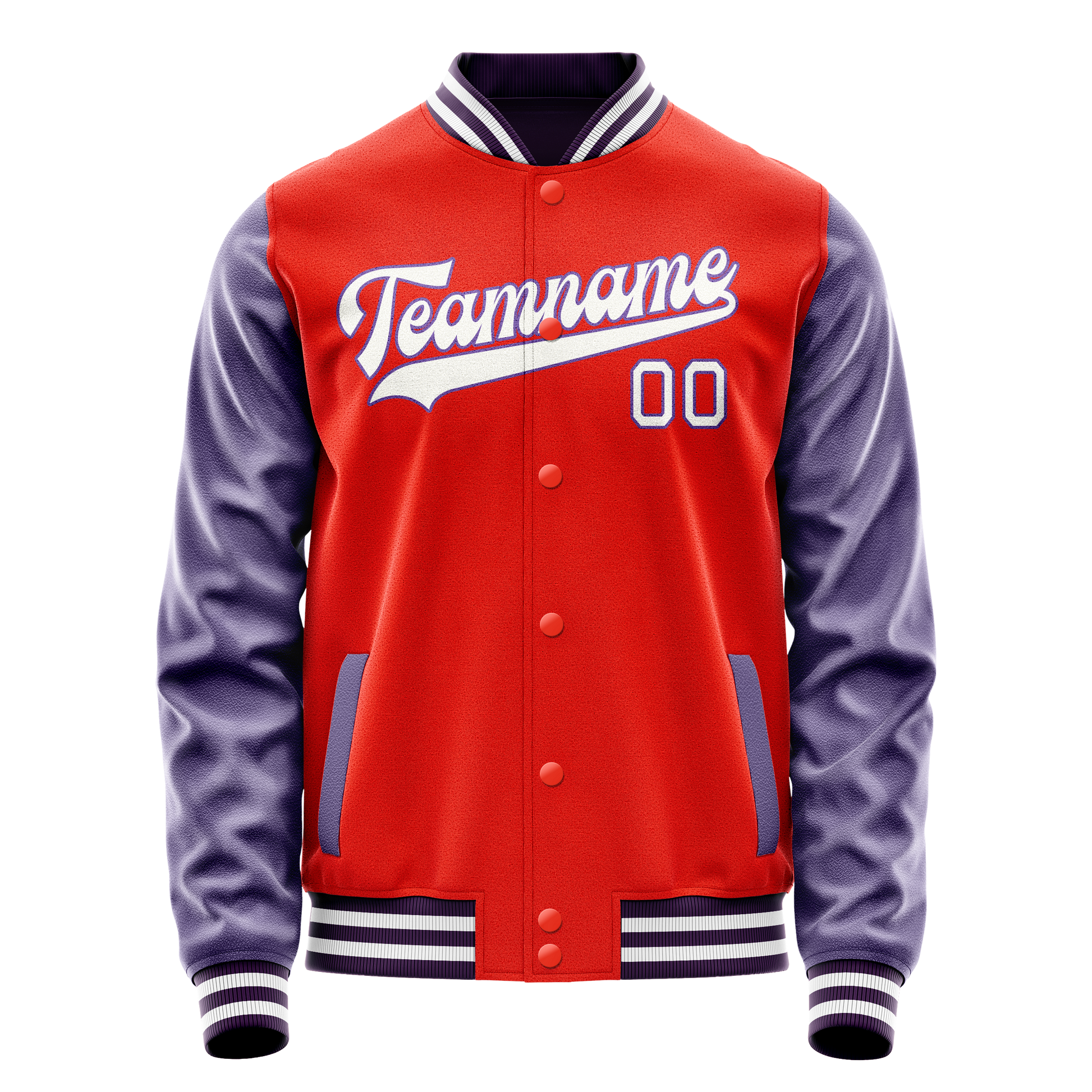Custom Orange Purple Solid Color Varsity Letterman Jacket JA02240617XE329