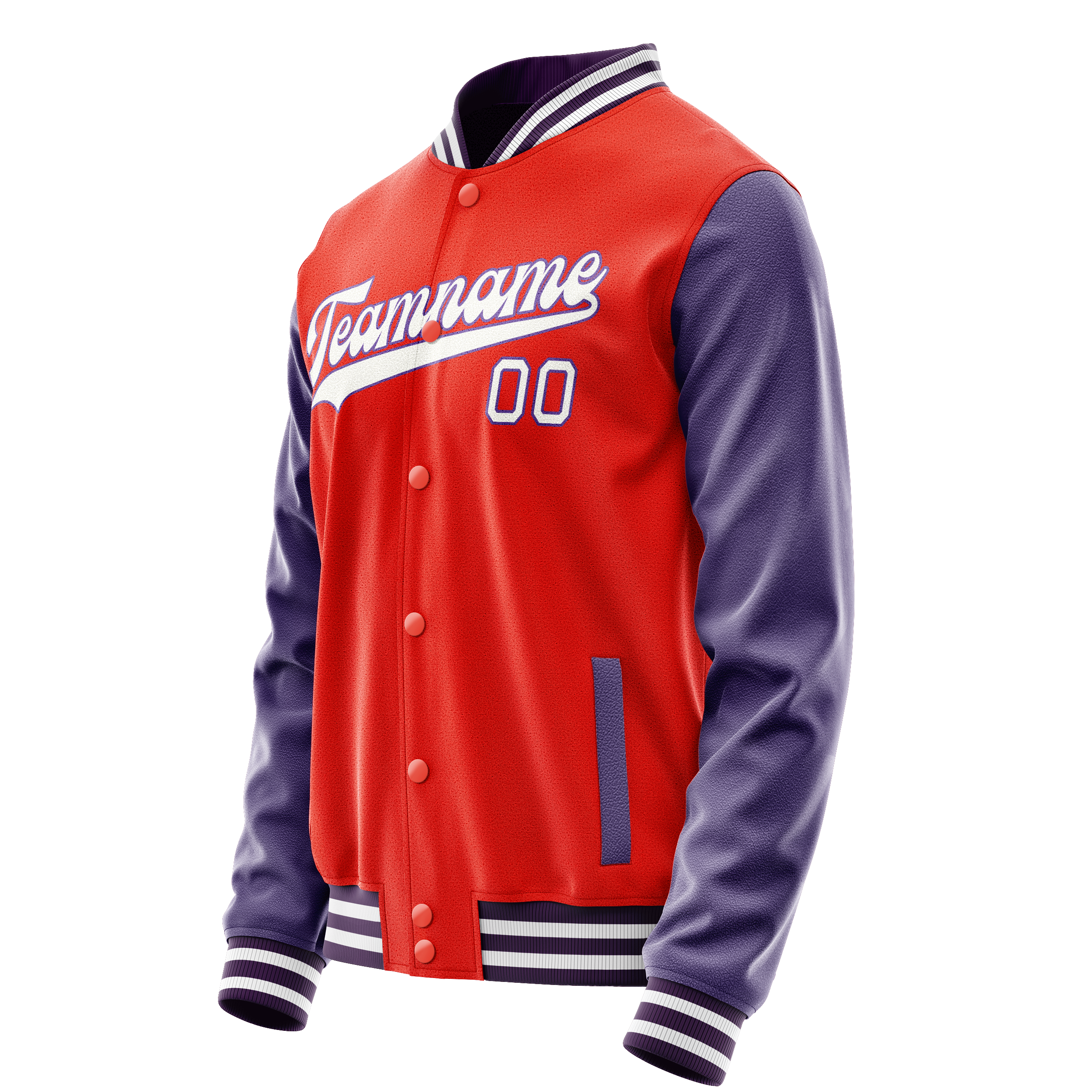 Custom Orange Purple Solid Color Varsity Letterman Jacket JA02240617XE329