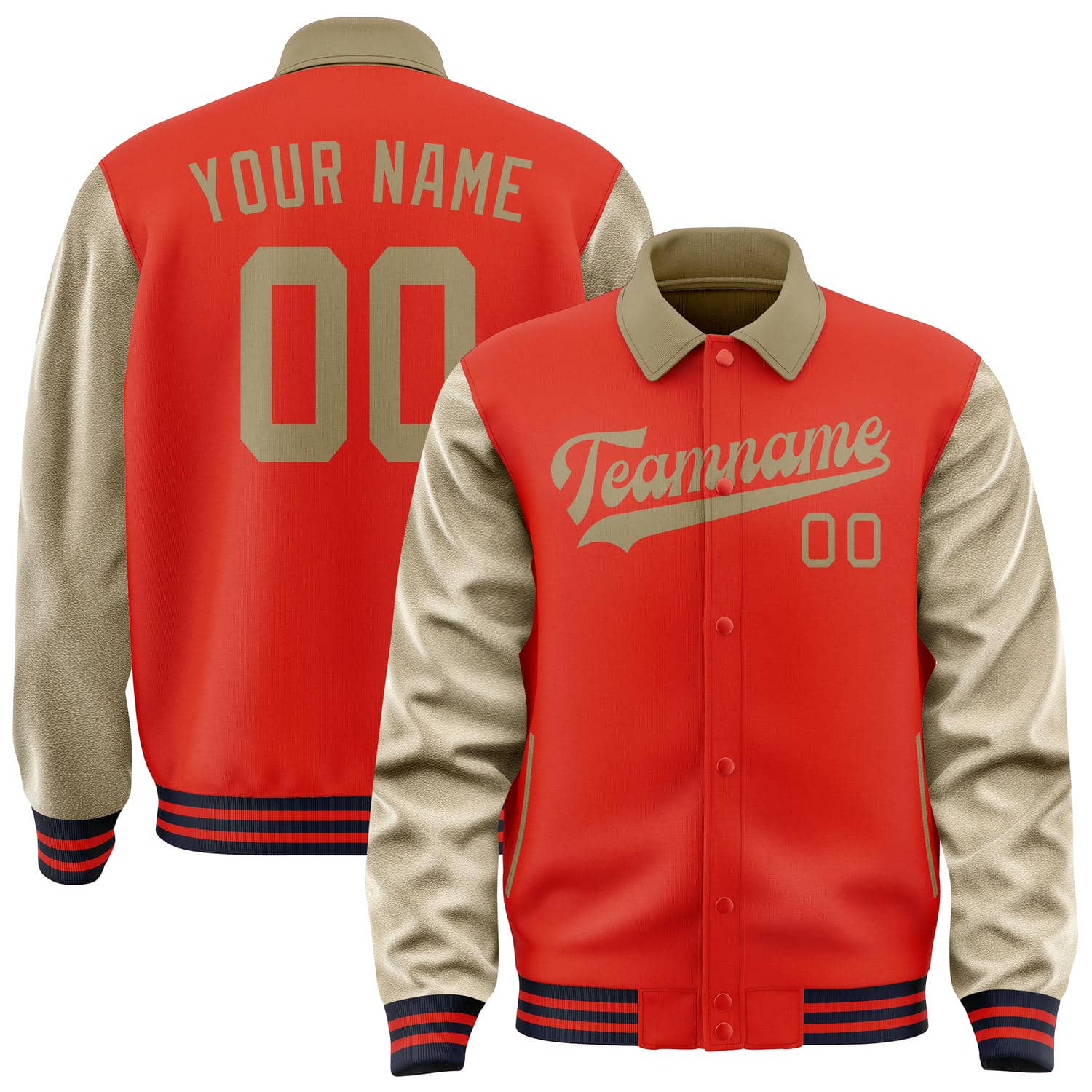 Custom Orange Red Light Khaki Jacket