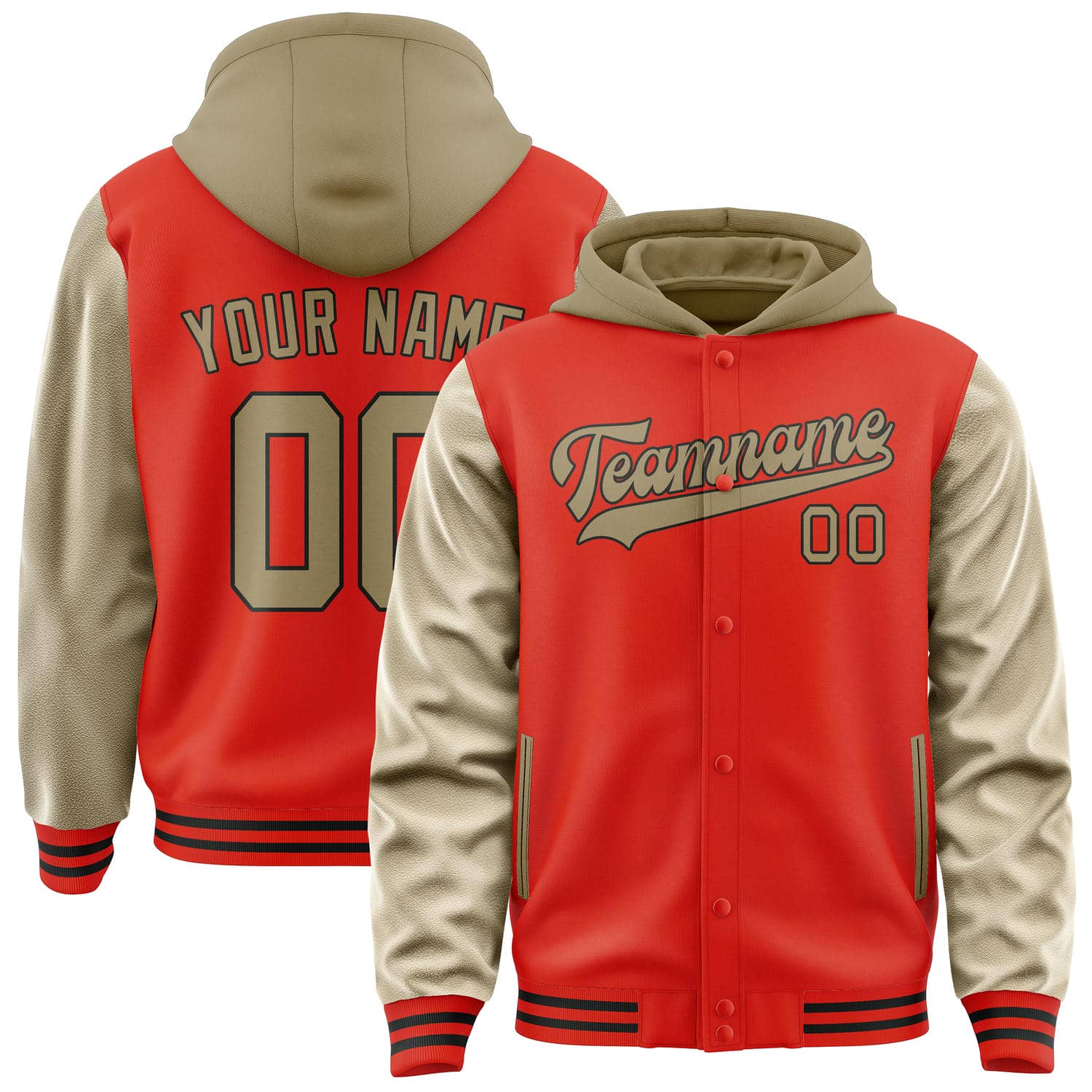 Custom Orange Red Light Khaki Jacket