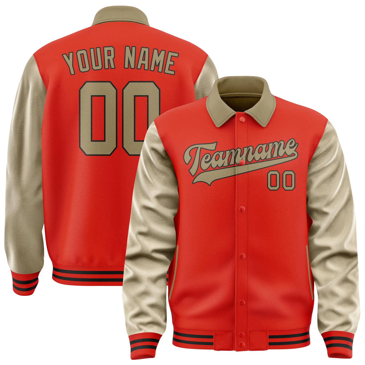 Custom Orange Red Light Khaki Jacket