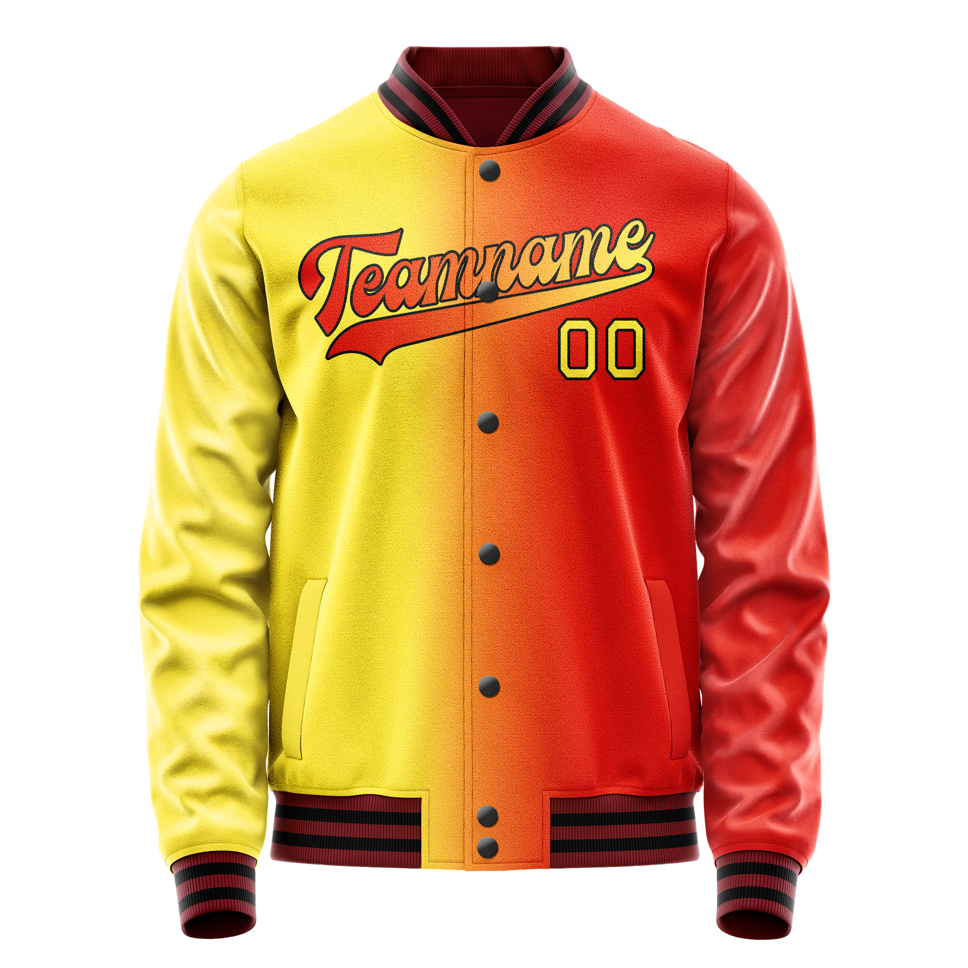 Custom Orange Yellow Gradient Varsity Letterman Jacket JA02240617XE332