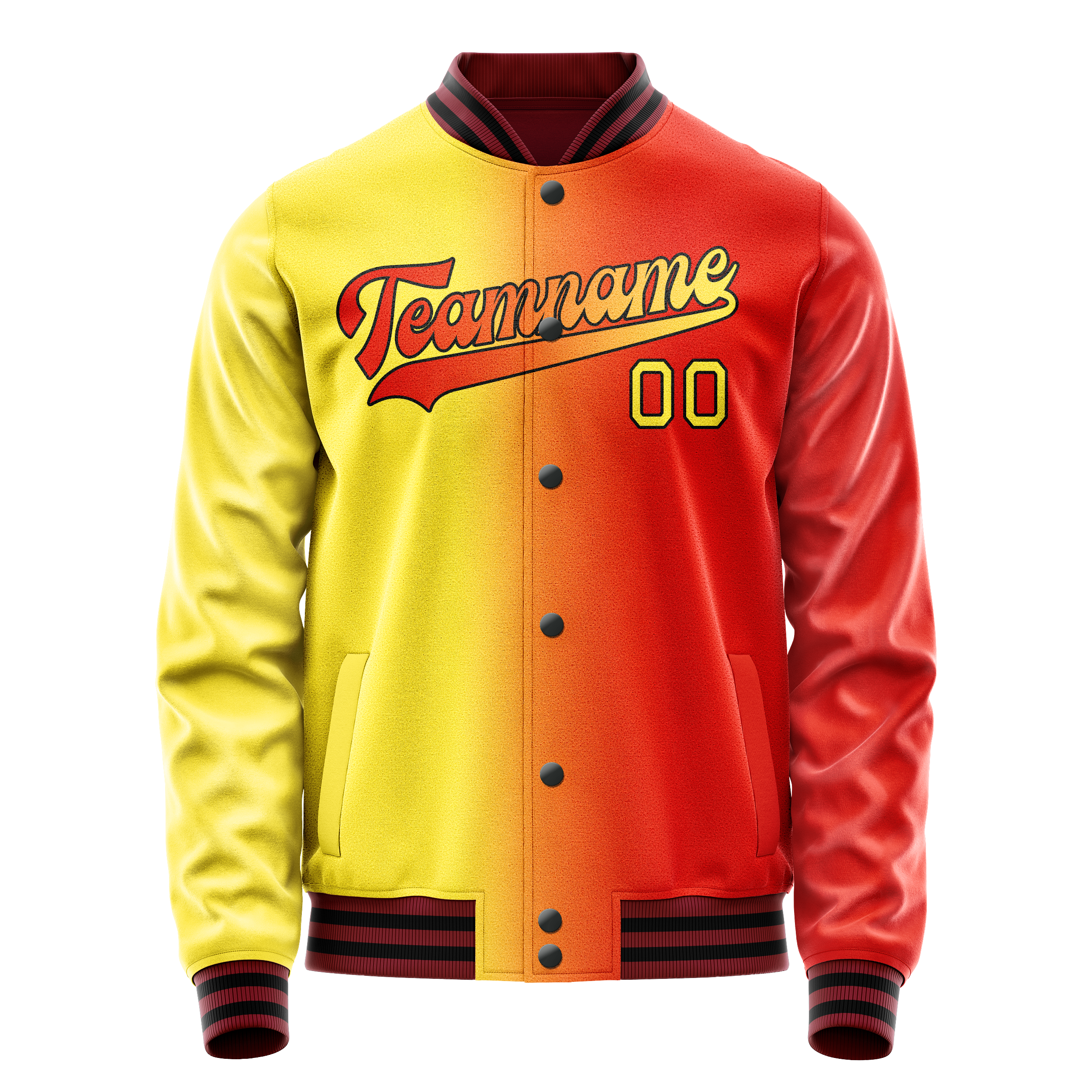 Custom Orange Yellow Gradient Varsity Letterman Jacket JA02240617XE332