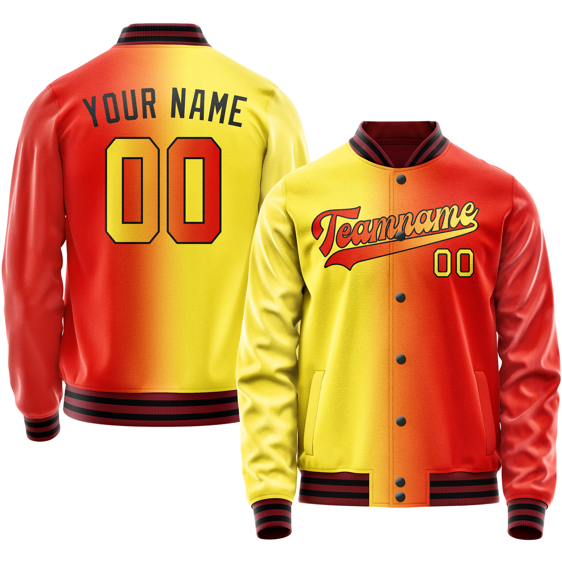 Custom Orange Yellow Gradient Varsity Letterman Jacket JA02240617XE332
