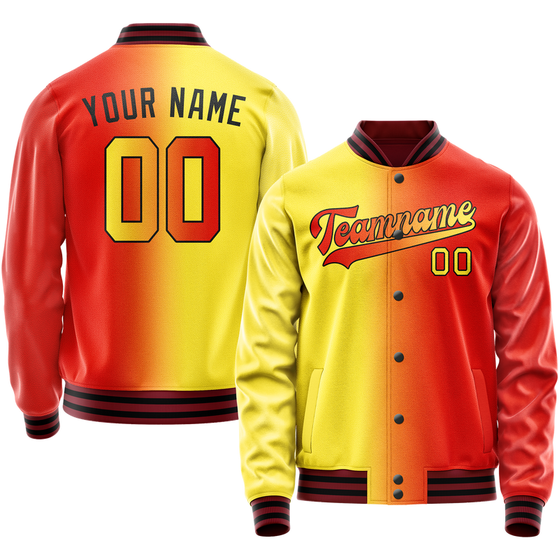 Custom Orange Yellow Gradient Varsity Letterman Jacket JA02240617XE332