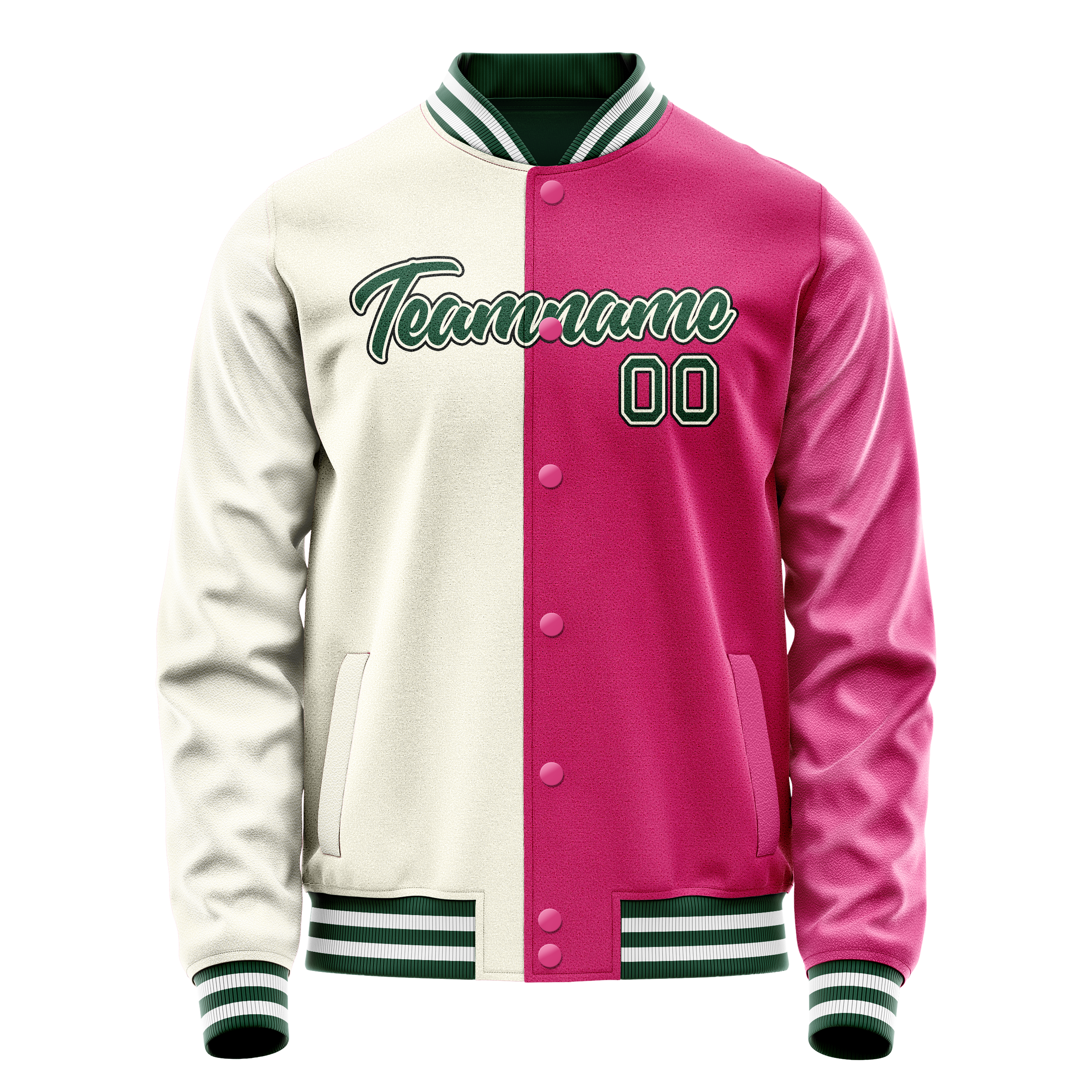 Custom Pink Cream Split Varsity Letterman Jacket JA02240617SH319