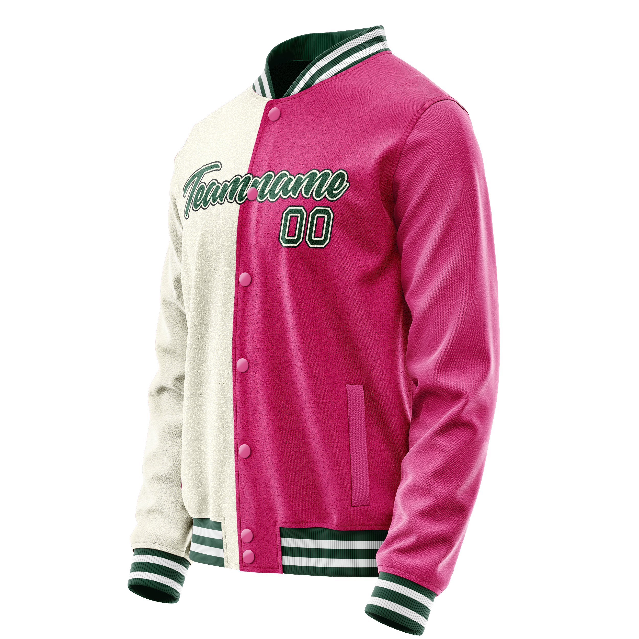 Custom Pink Cream Split Varsity Letterman Jacket JA02240617SH319