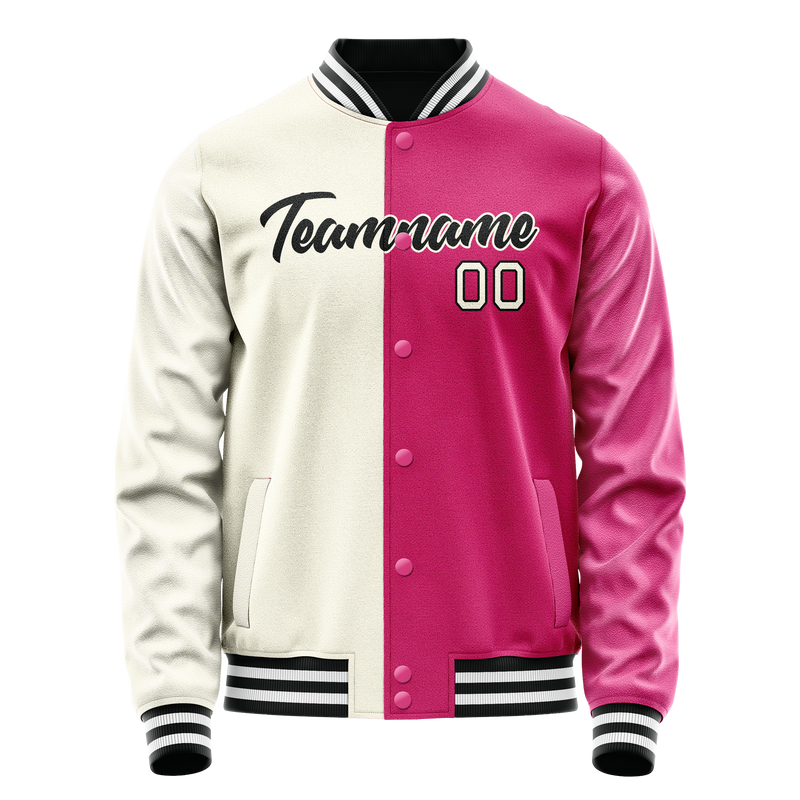 Custom Pink Cream Split Varsity Letterman Jacket JA02240617SH313