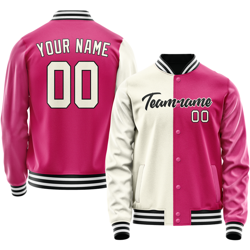Custom Pink Cream Split Varsity Letterman Jacket JA02240617SH313