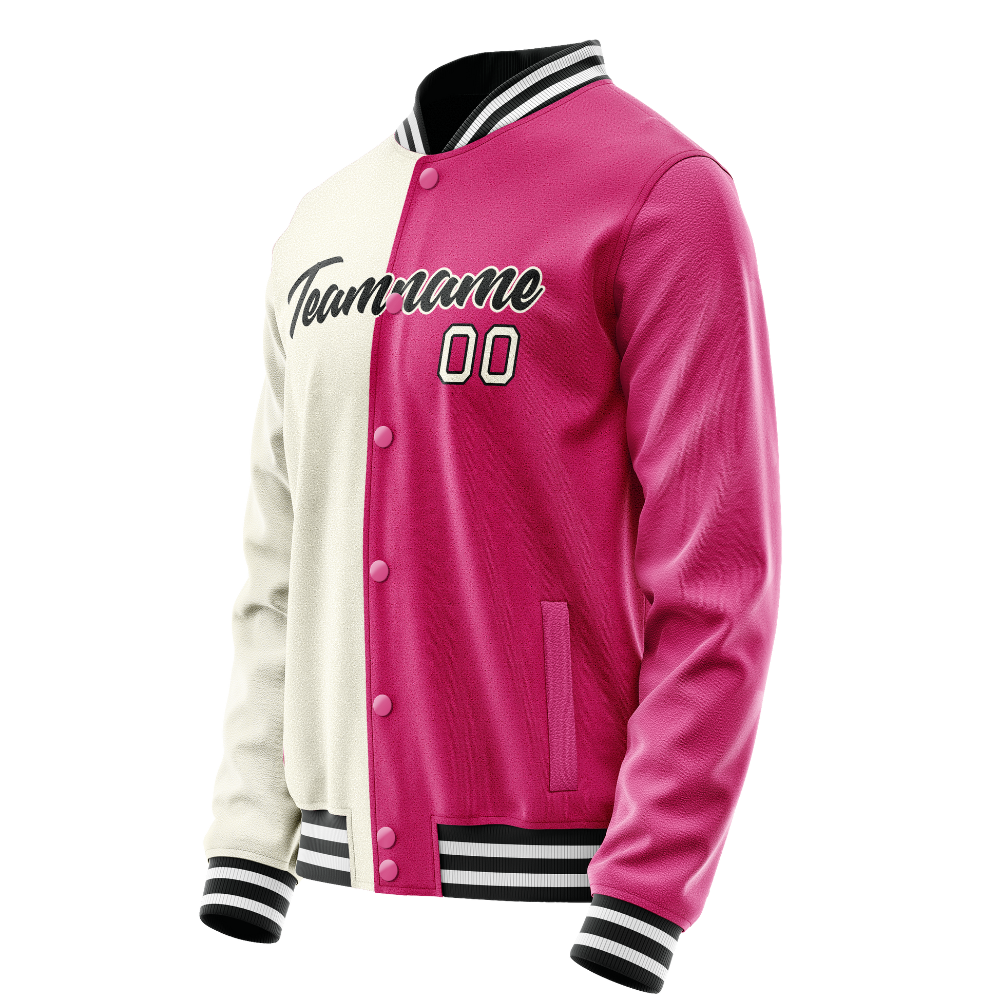 Custom Pink Cream Split Varsity Letterman Jacket JA02240617SH313