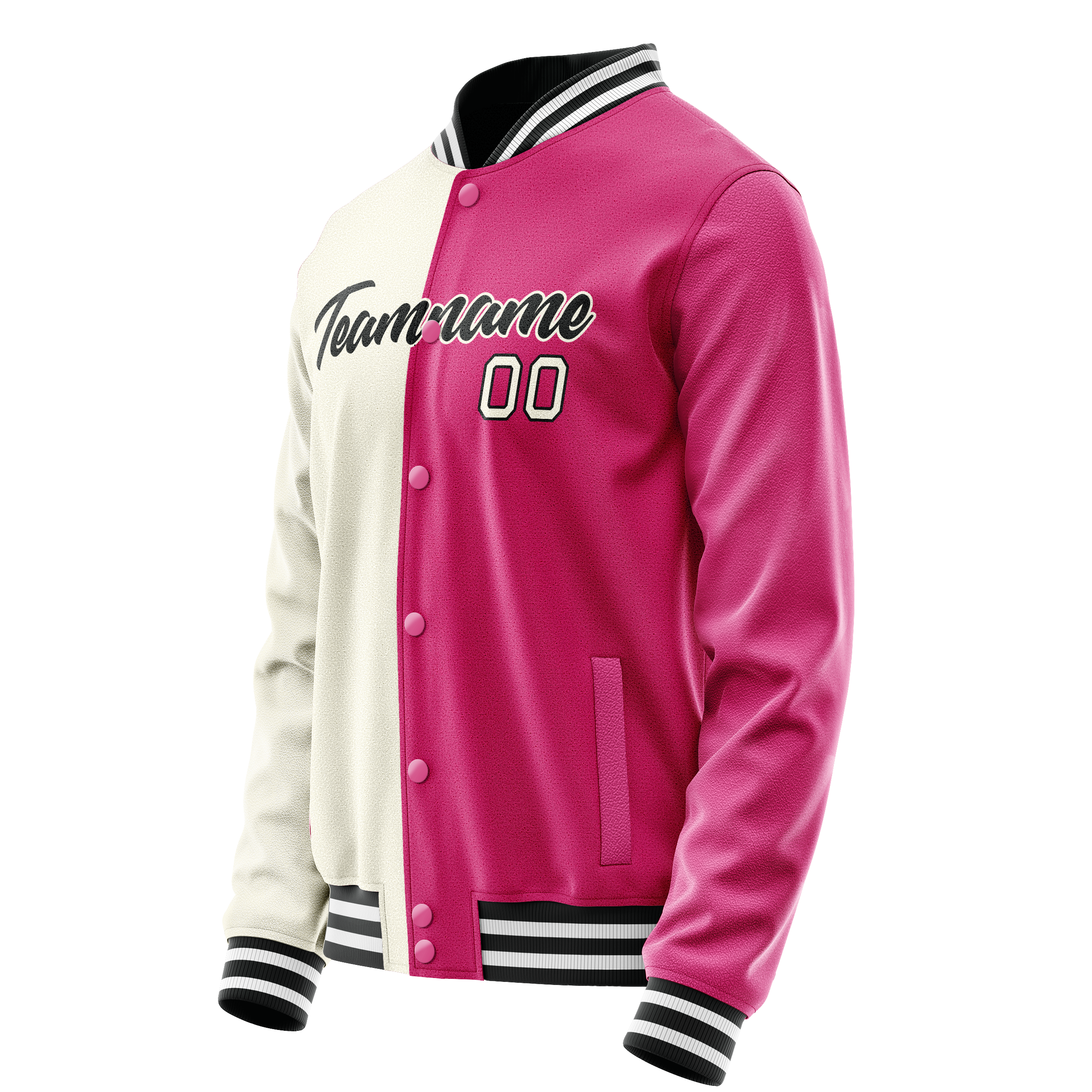 Custom Pink Cream Split Varsity Letterman Jacket JA02240617SH313