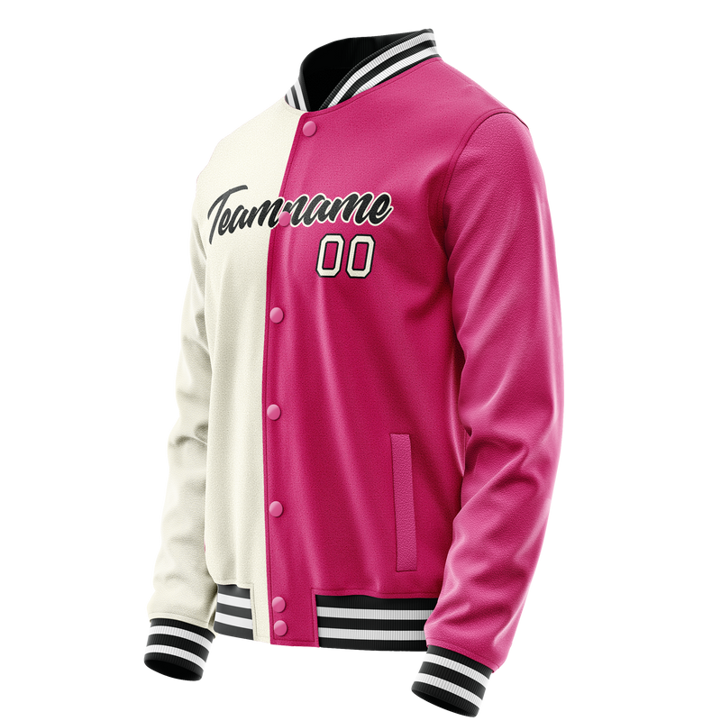 Custom Pink Cream Split Varsity Letterman Jacket JA02240617SH313
