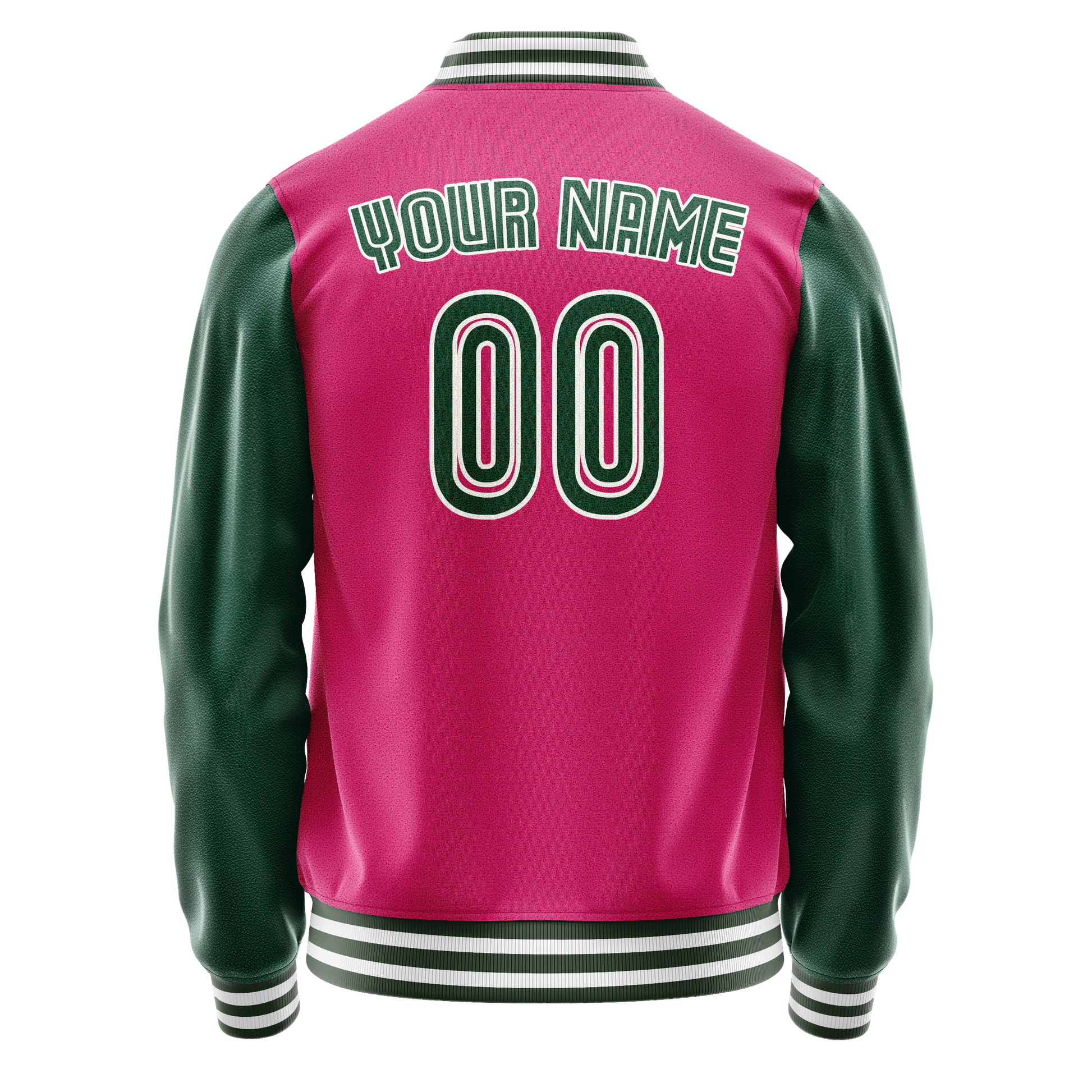 Custom Pink Kelly-Green Solid Color Varsity Letterman Jacket JA02240617SH306