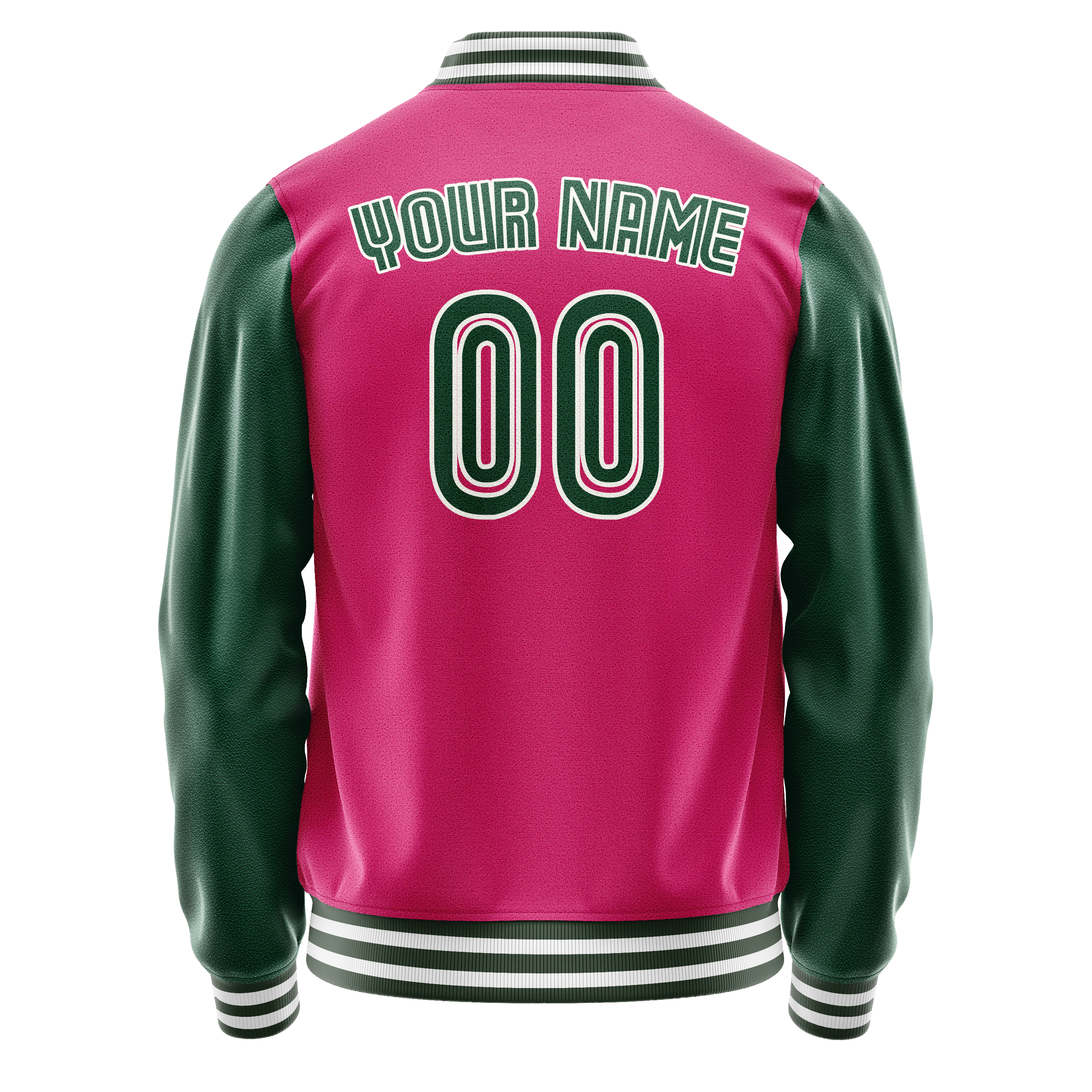Custom Pink Kelly-Green Solid Color Varsity Letterman Jacket JA02240617SH306