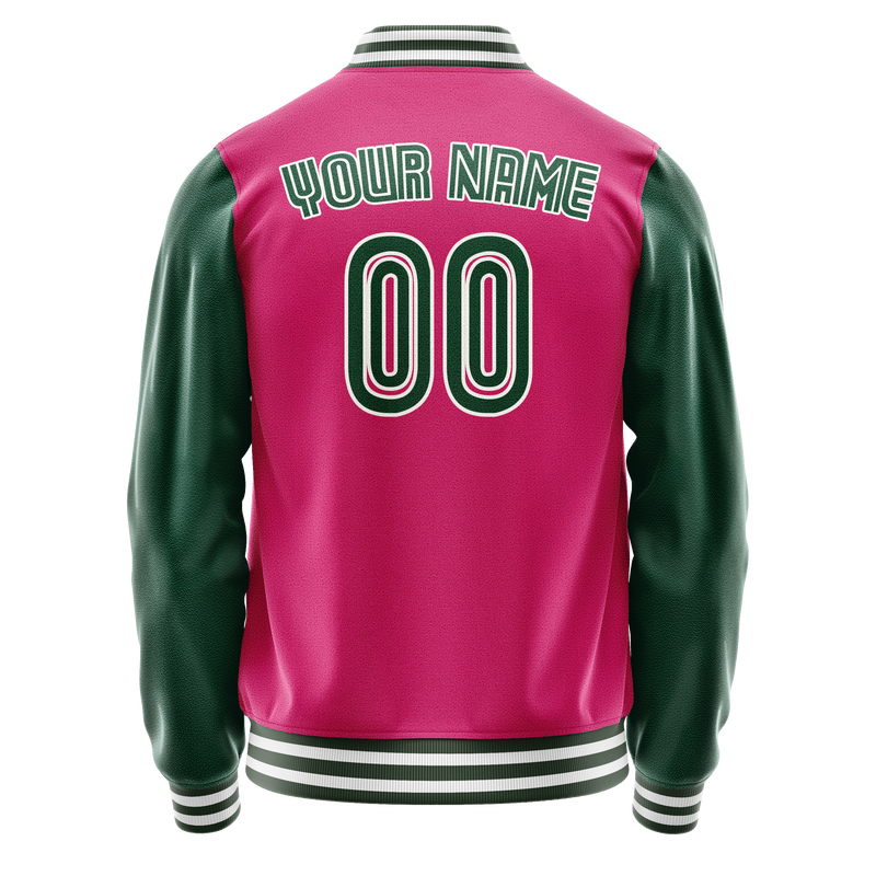 Custom Pink Kelly-Green Solid Color Varsity Letterman Jacket JA02240617SH306
