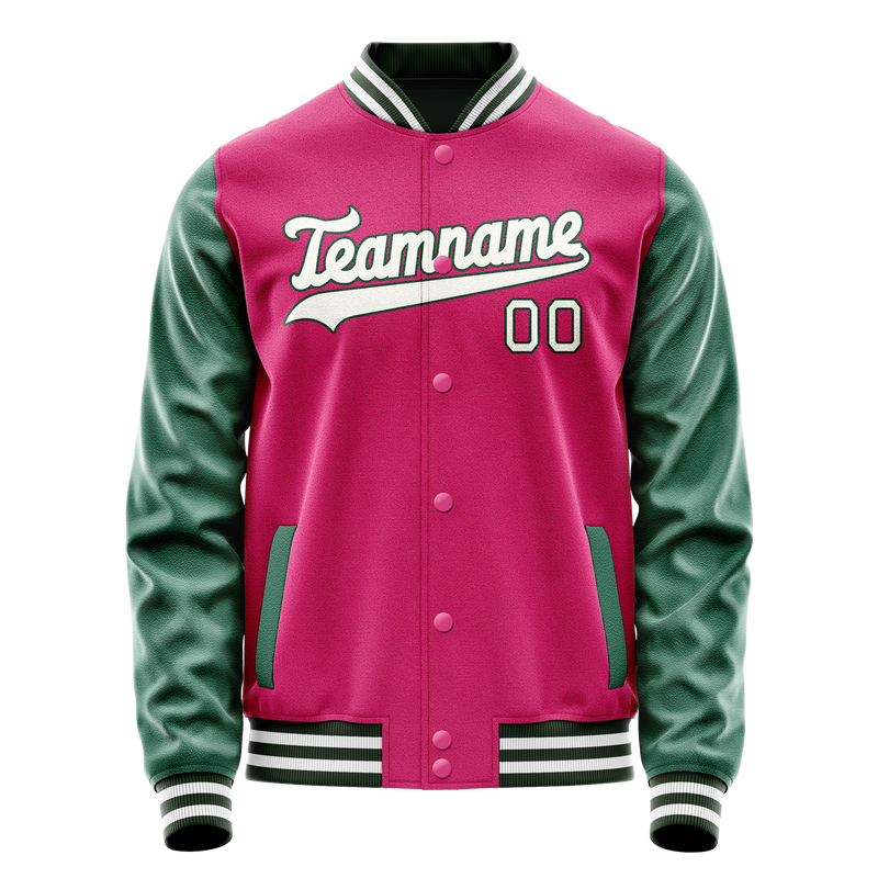 Custom Pink Kelly-Green Solid Color Varsity Letterman Jacket JA02240617SH306