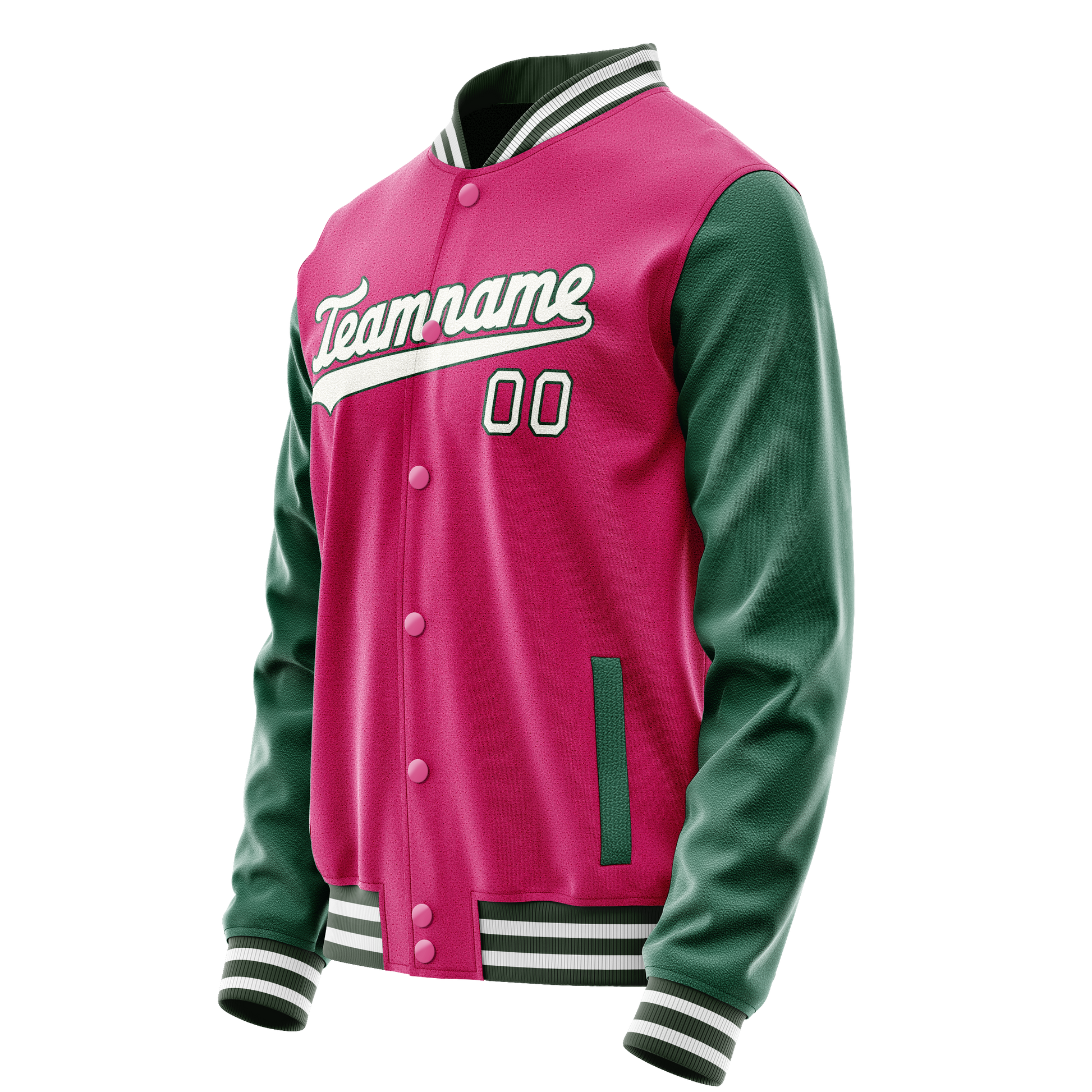 Custom Pink Kelly-Green Solid Color Varsity Letterman Jacket JA02240617SH306