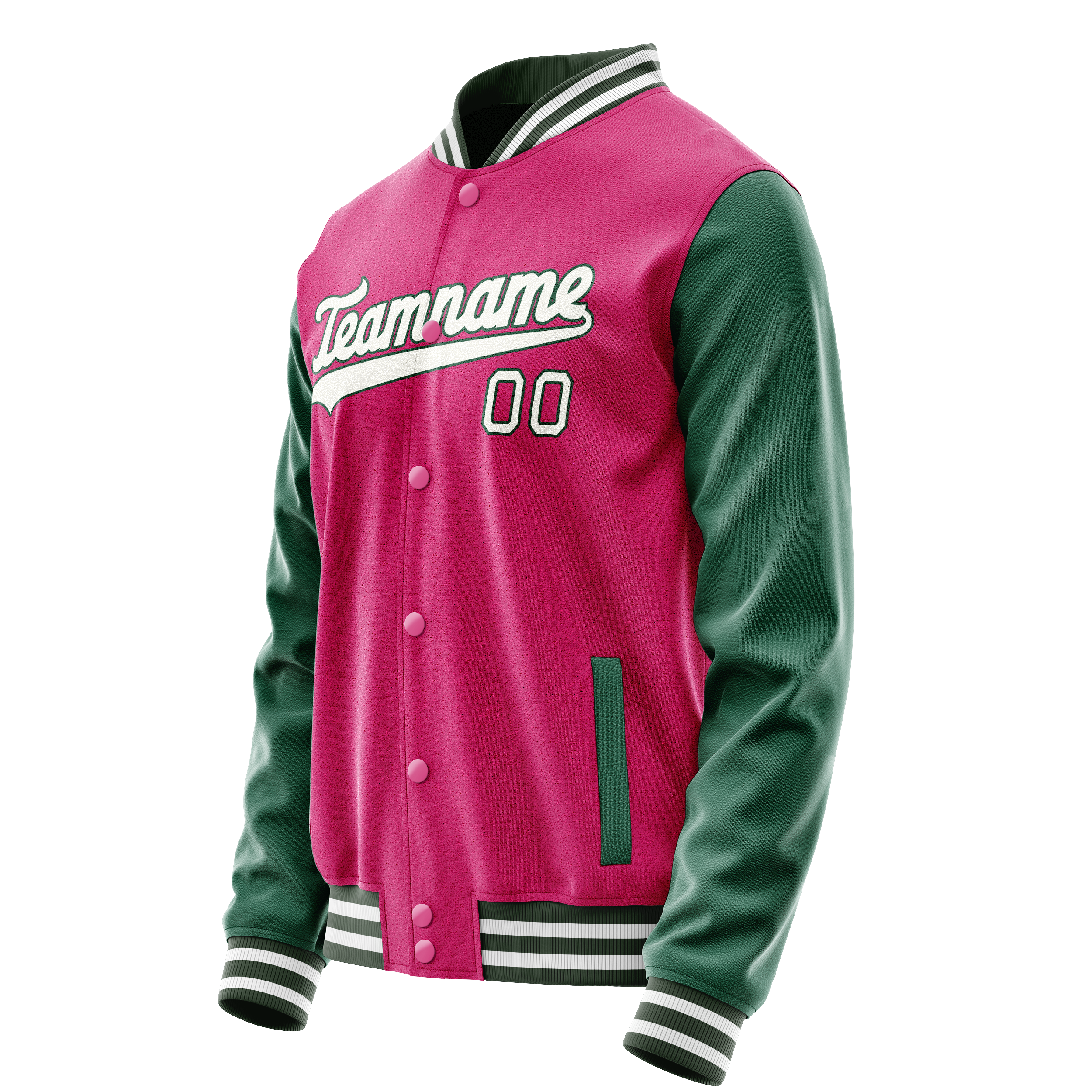 Custom Pink Kelly-Green Solid Color Varsity Letterman Jacket JA02240617SH306