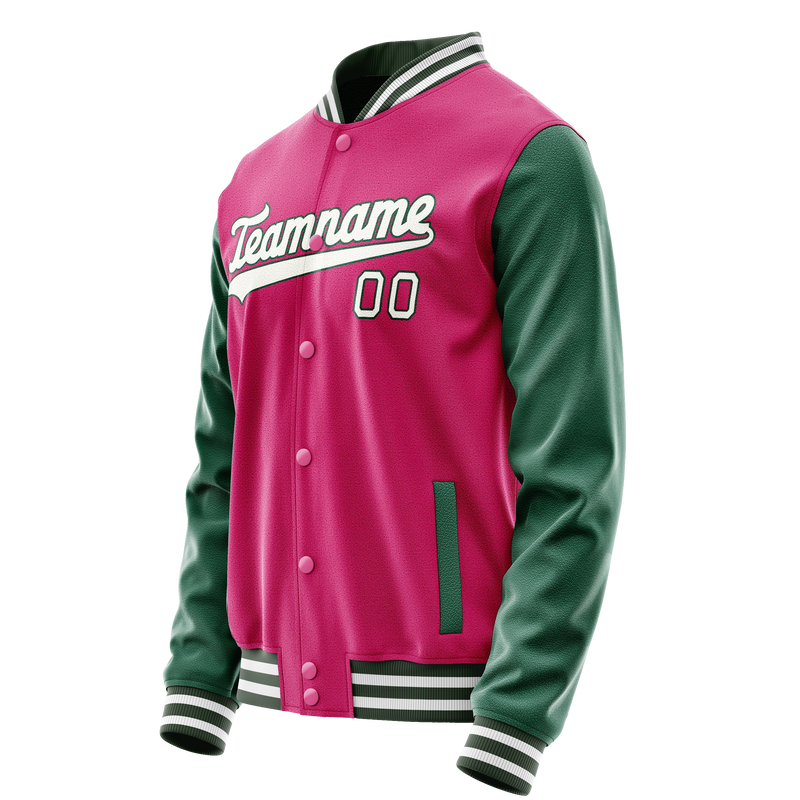 Custom Pink Kelly-Green Solid Color Varsity Letterman Jacket JA02240617SH306