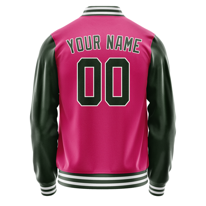 Custom Pink Kelly-Green Solid Color Varsity Letterman Jacket JA02240617SH316