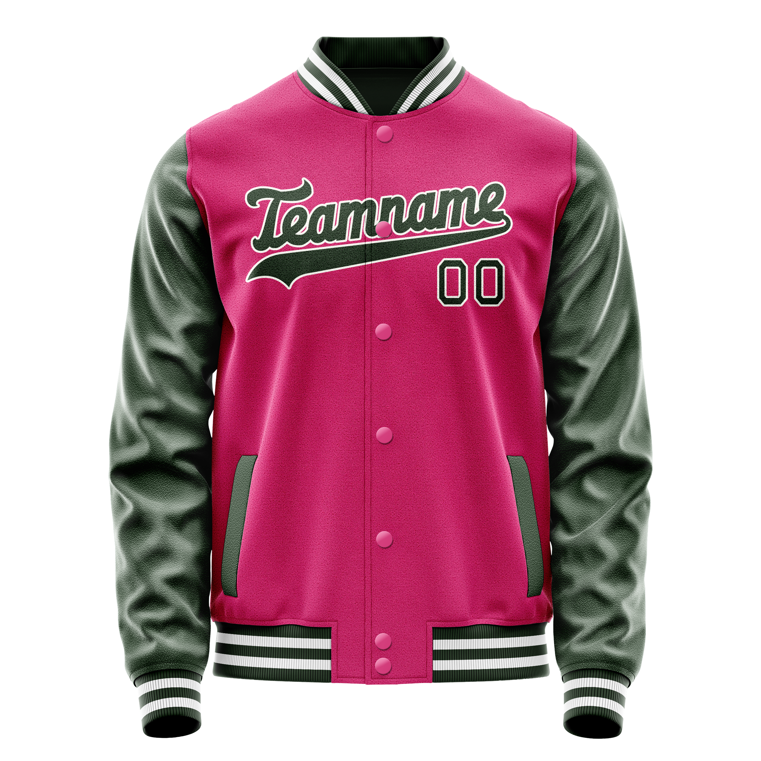 Custom Pink Kelly-Green Solid Color Varsity Letterman Jacket JA02240617SH316