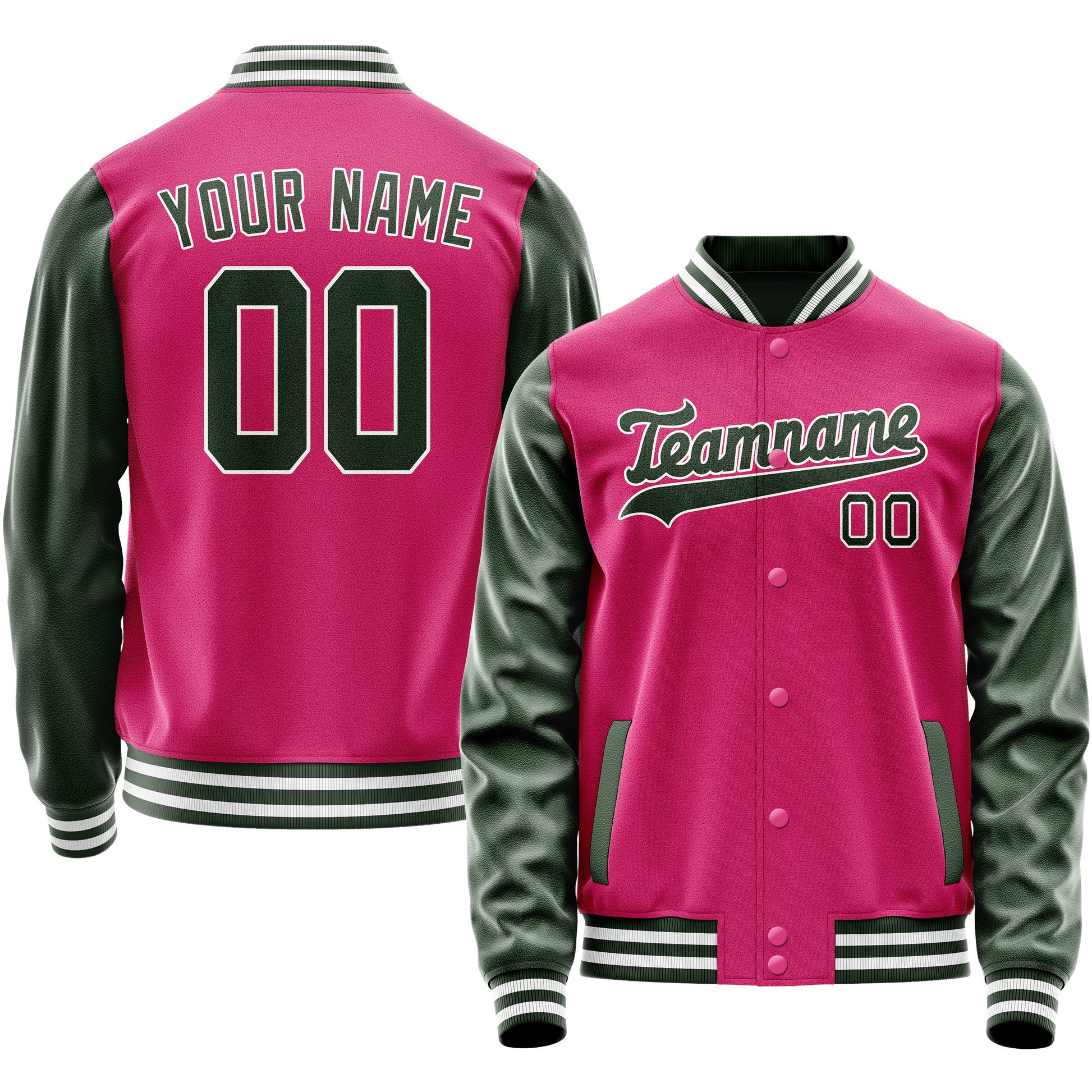 Custom Pink Kelly-Green Solid Color Varsity Letterman Jacket JA02240617SH316
