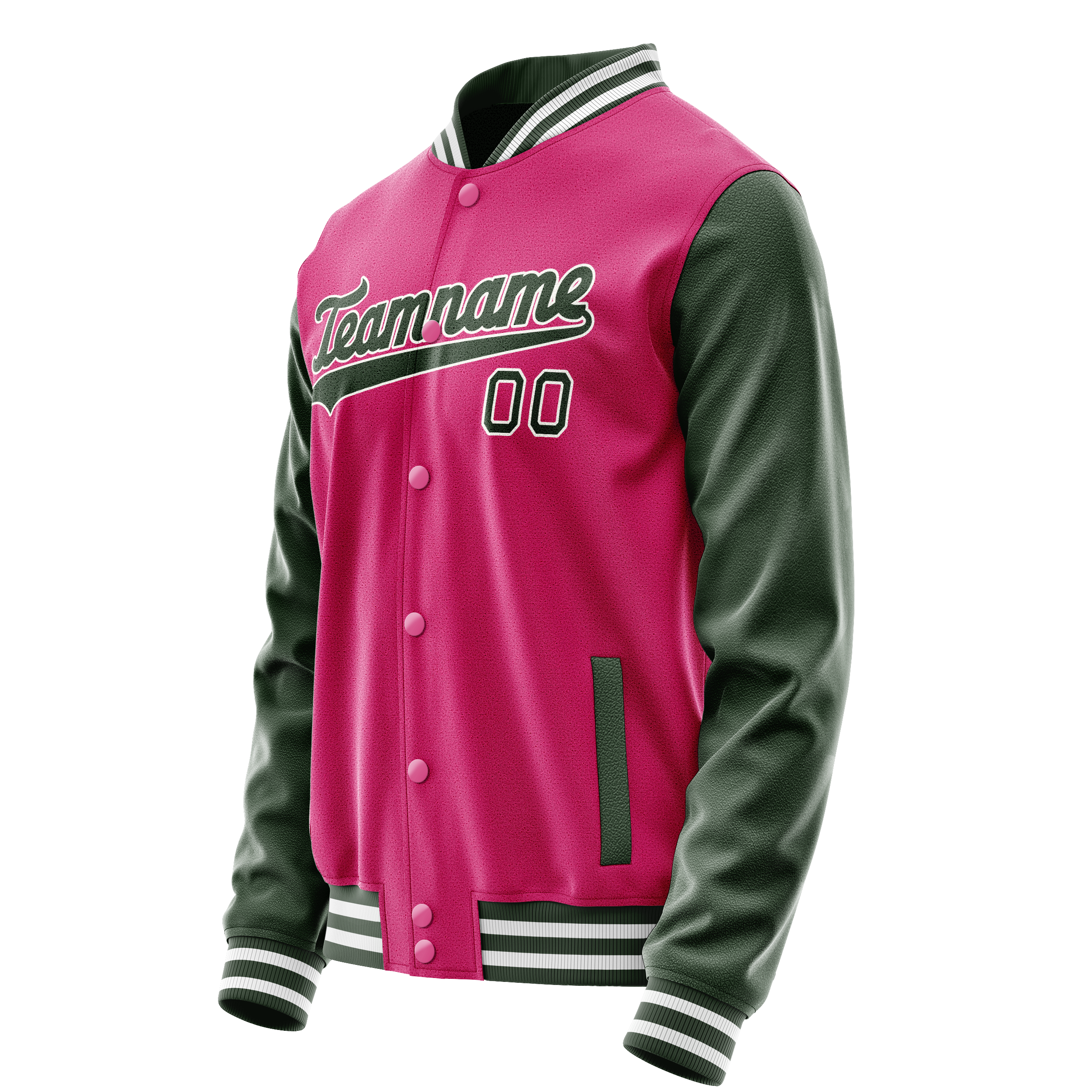 Custom Pink Kelly-Green Solid Color Varsity Letterman Jacket JA02240617SH316