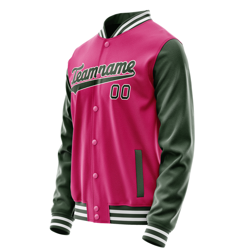 Custom Pink Kelly-Green Solid Color Varsity Letterman Jacket JA02240617SH316
