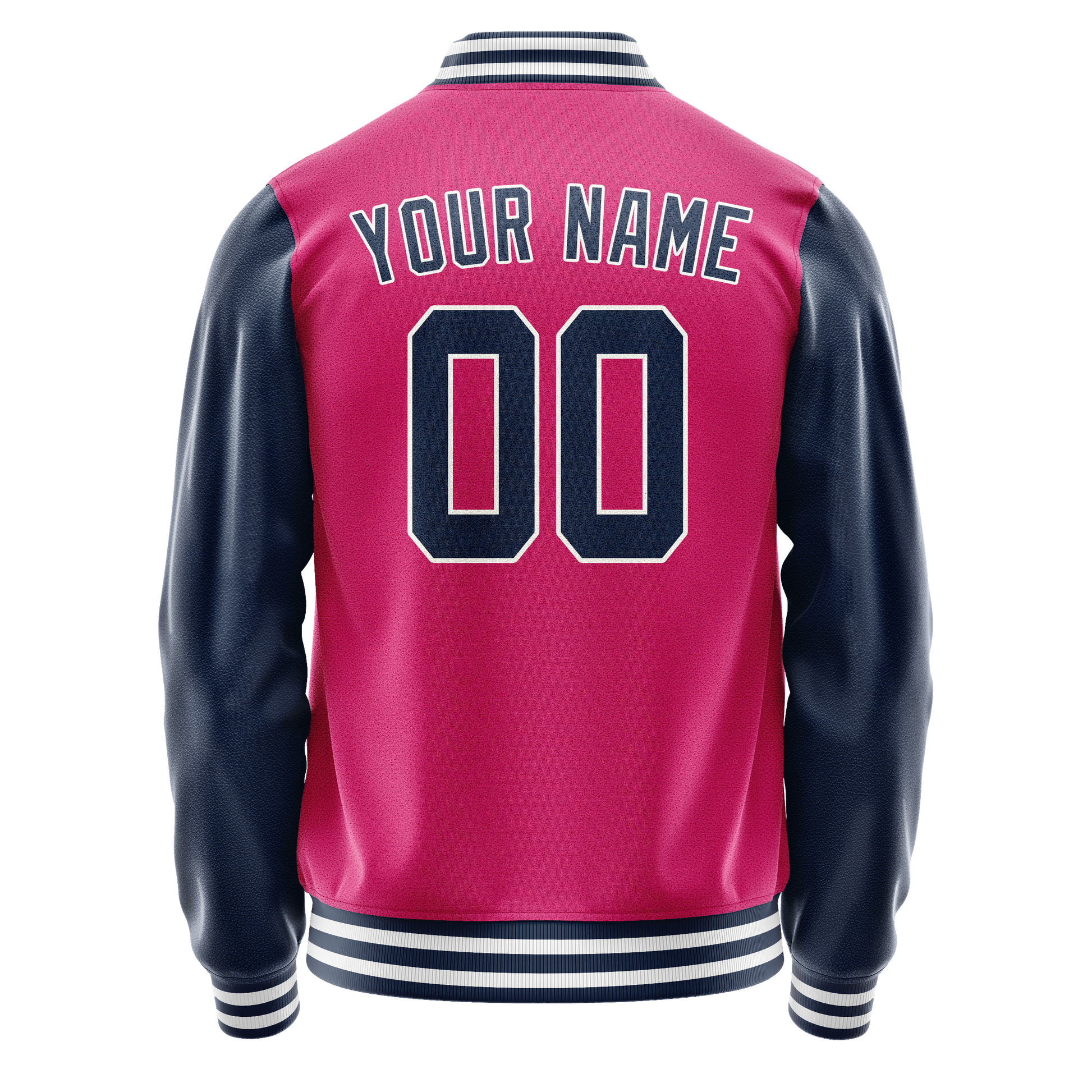 Custom Pink Navy Solid Color Varsity Letterman Jacket JA02240617SH311