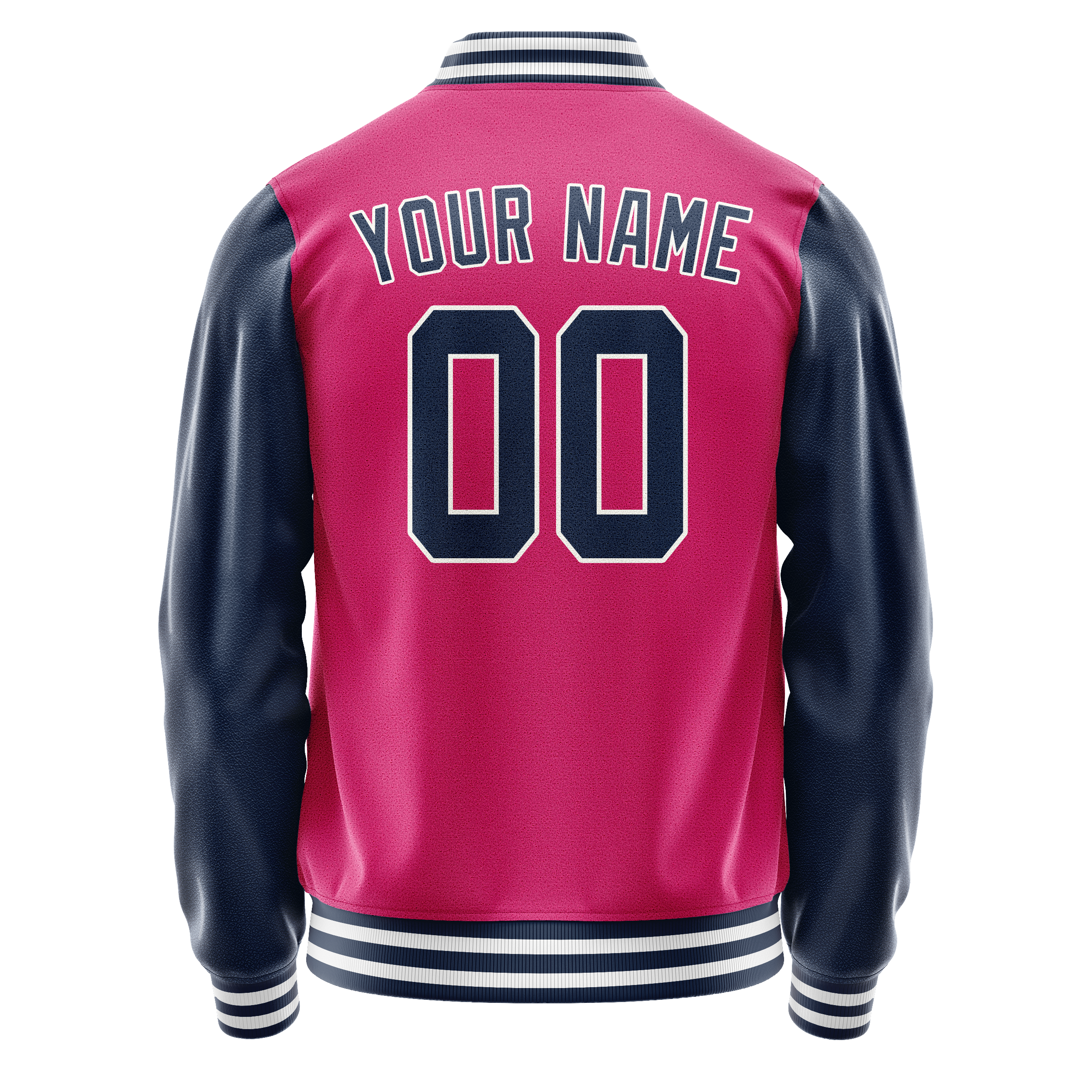 Custom Pink Navy Solid Color Varsity Letterman Jacket JA02240617SH311